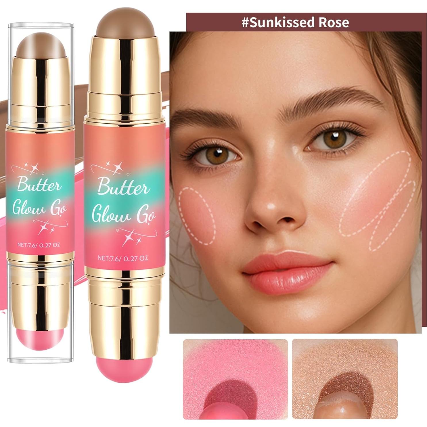 Paleta de Rubor y Bronceador SPRINGSKY 2 en 1 Cremosa Rosa Bronceado