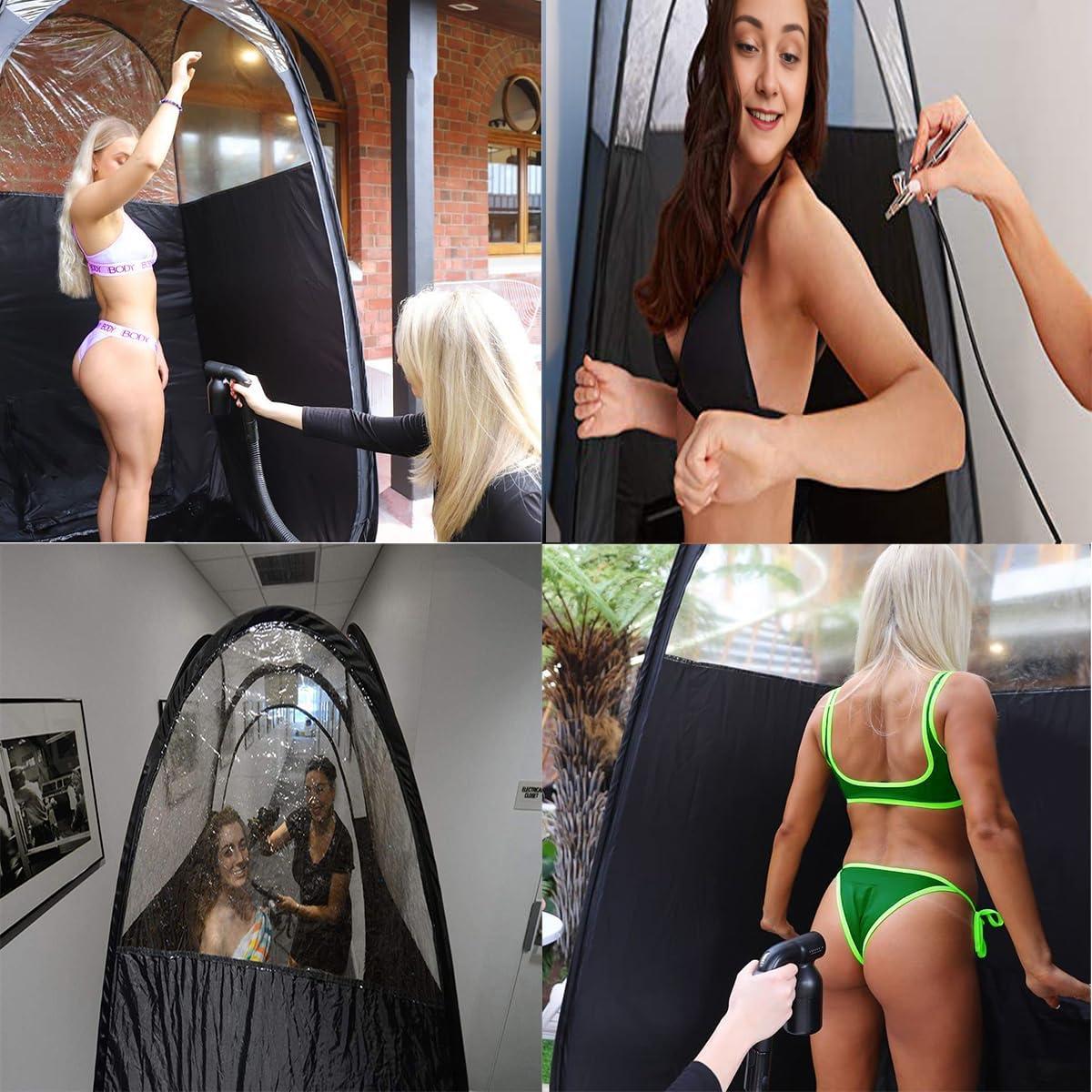Tienda de bronceado en spray JINDEALLY pop-up negra 124.5x124.5x199.4cm