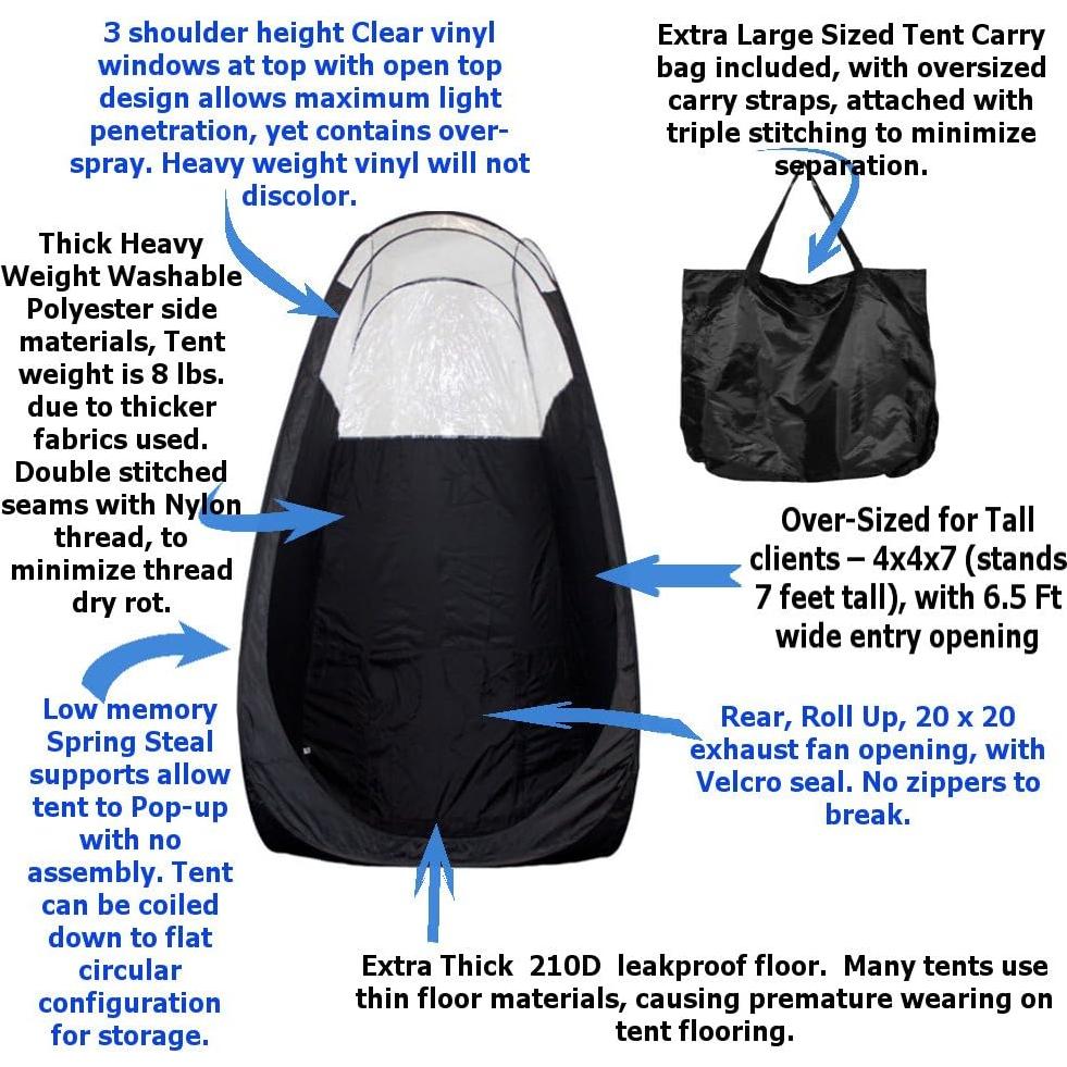 Carpa de Bronceado en Spray Pop Up MaxiMist Negra 1.98m