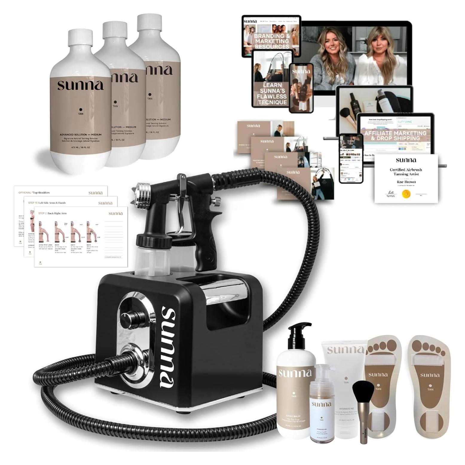 Kit Pro de Spray Tan SunnaTan - Pistola HVLP y 3 Soluciones