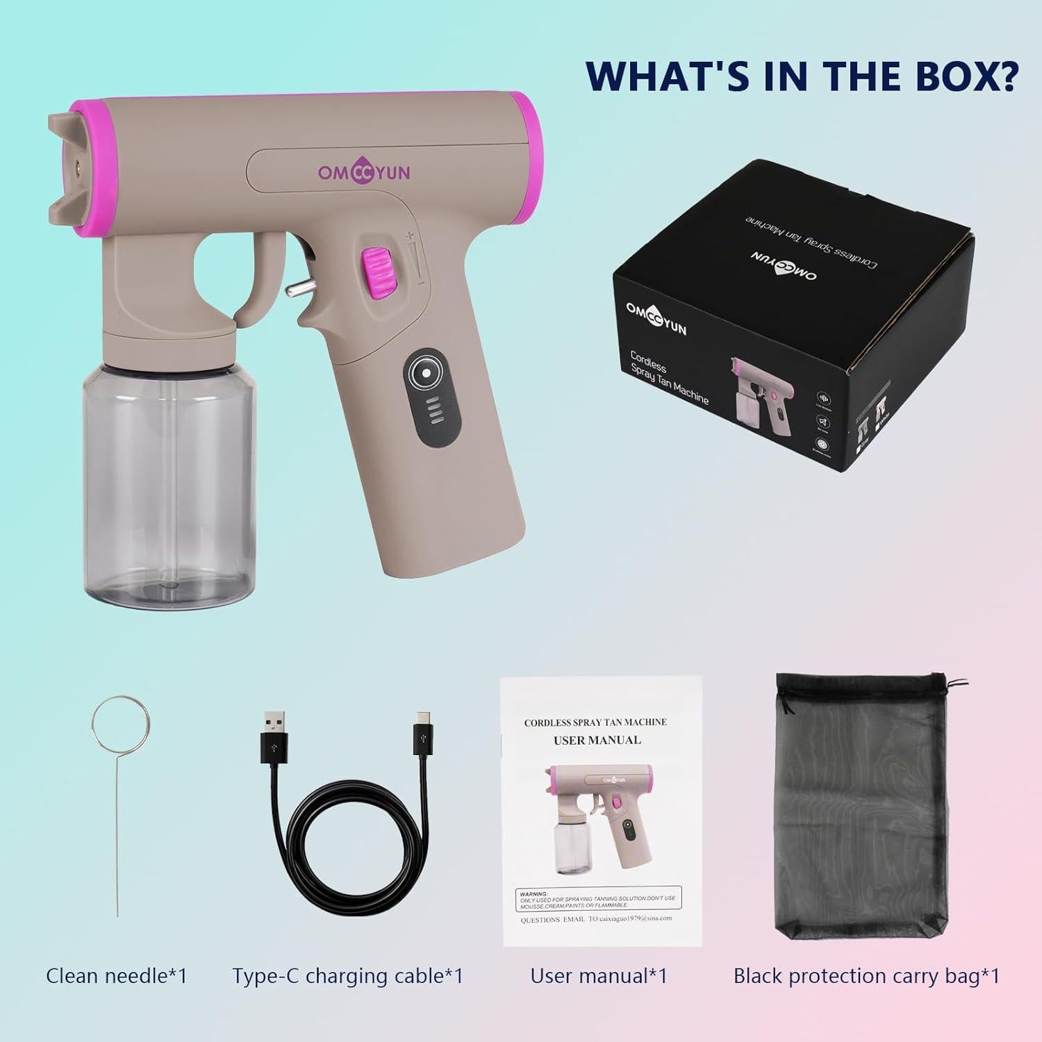 Máquina de bronceado en spray inalámbrica OMCCYUN 14x14 cm