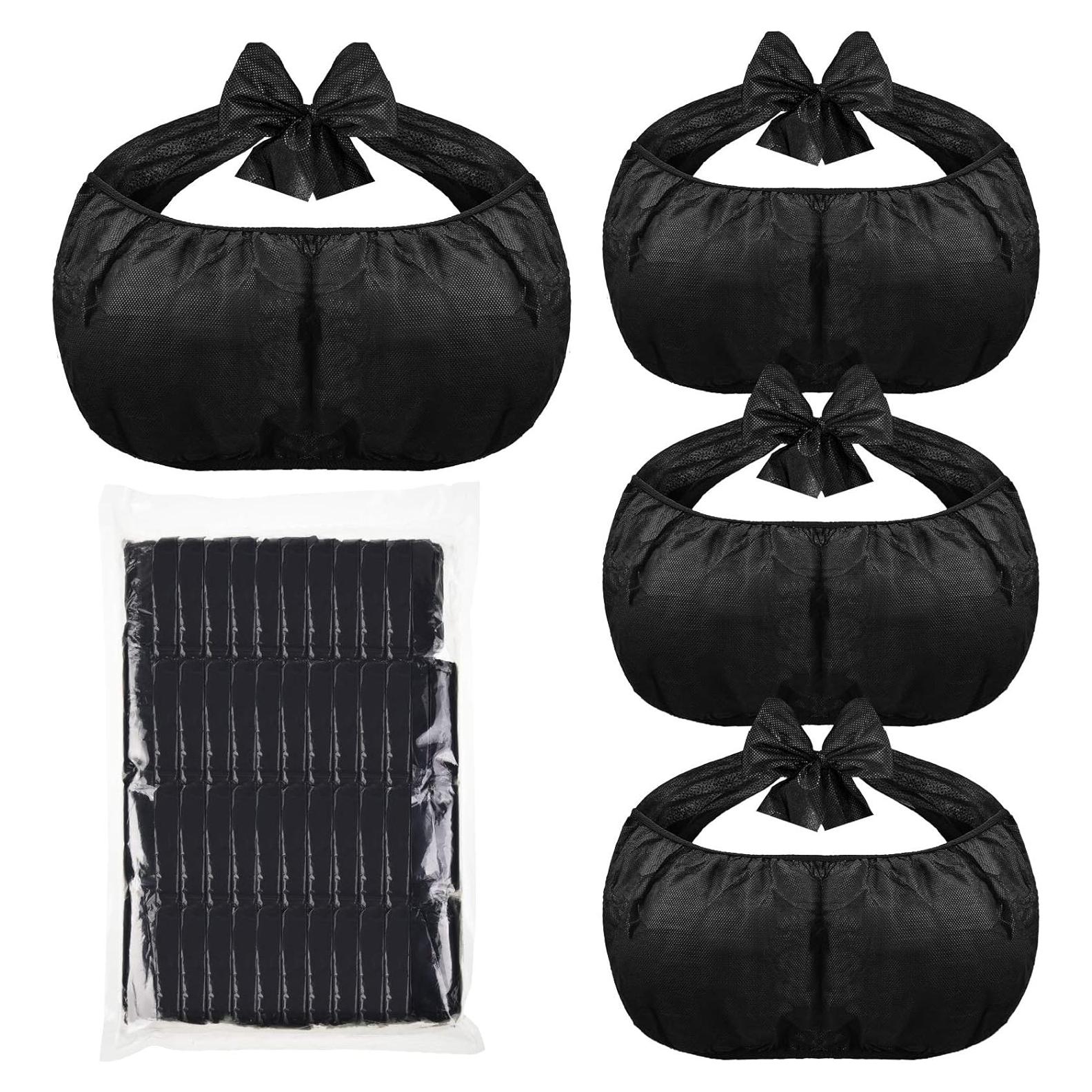 50 Sujetadores Desechables para Spa Boyiee - Negro, Tela No Tejida