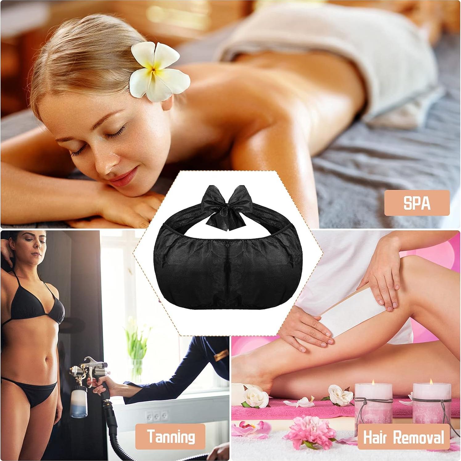 50 Sujetadores Desechables para Spa Boyiee - Negro, Tela No Tejida