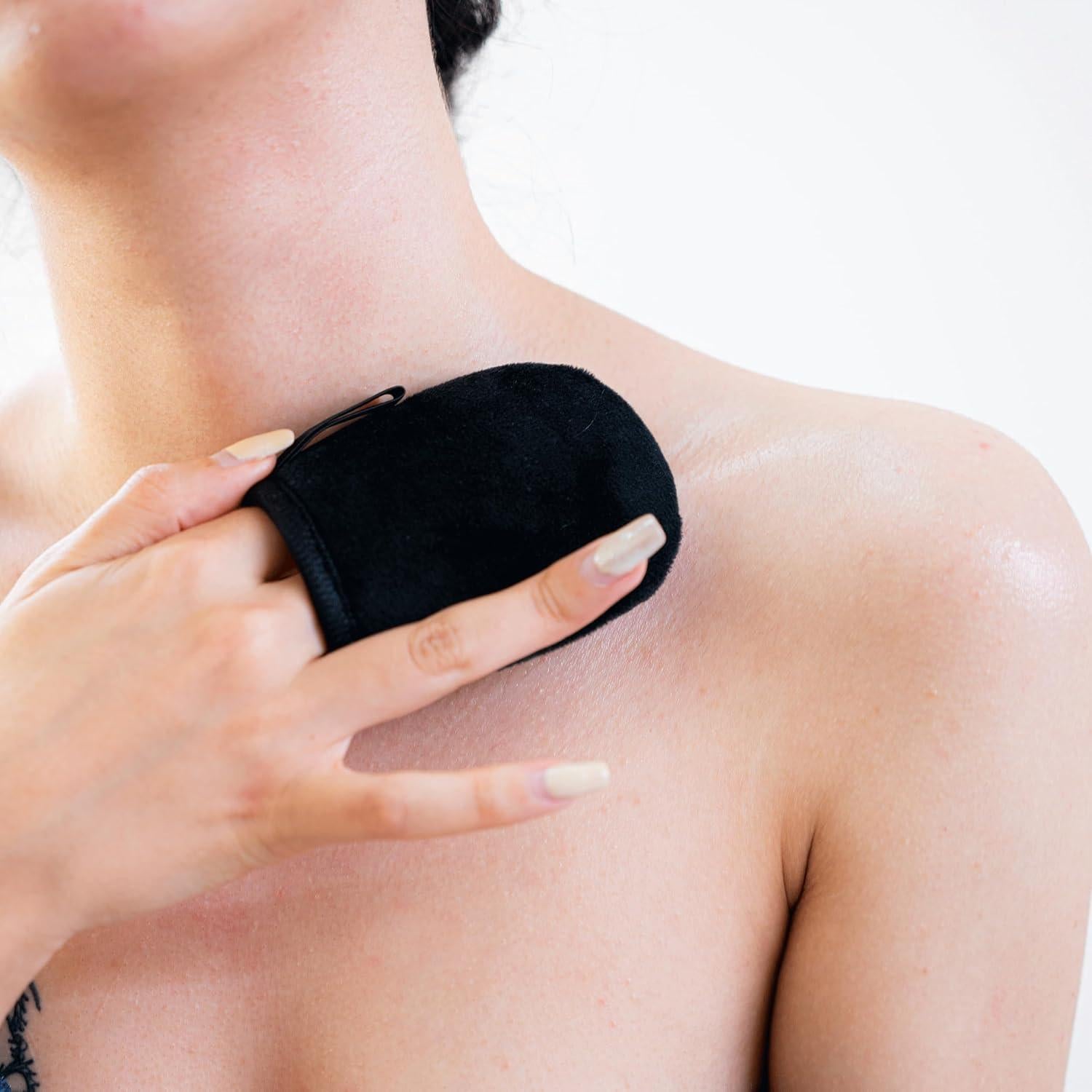 Mitón de bronceado Slick con aplicador facial - Negro