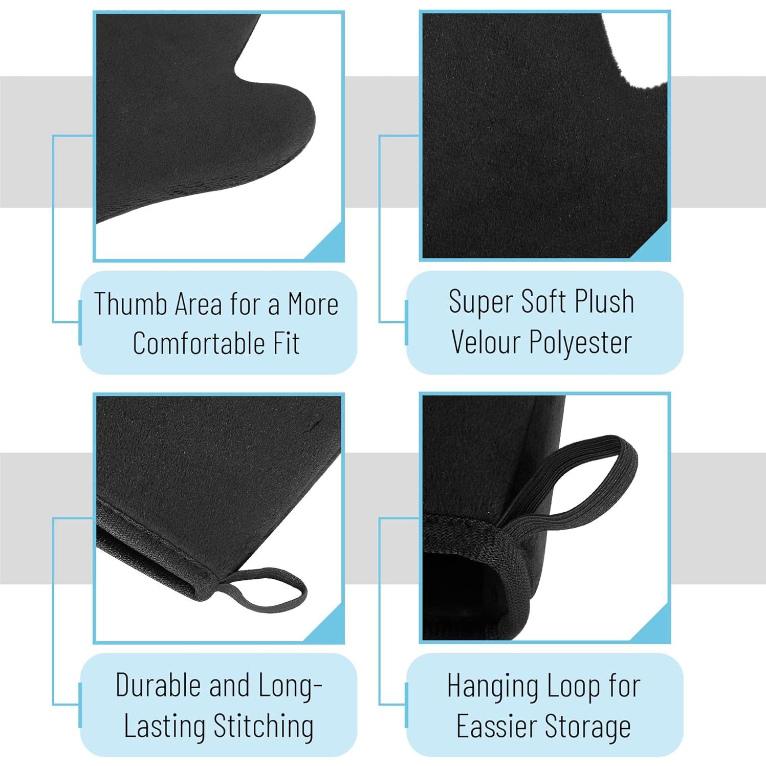 Mitón de bronceado Slick con aplicador facial - Negro