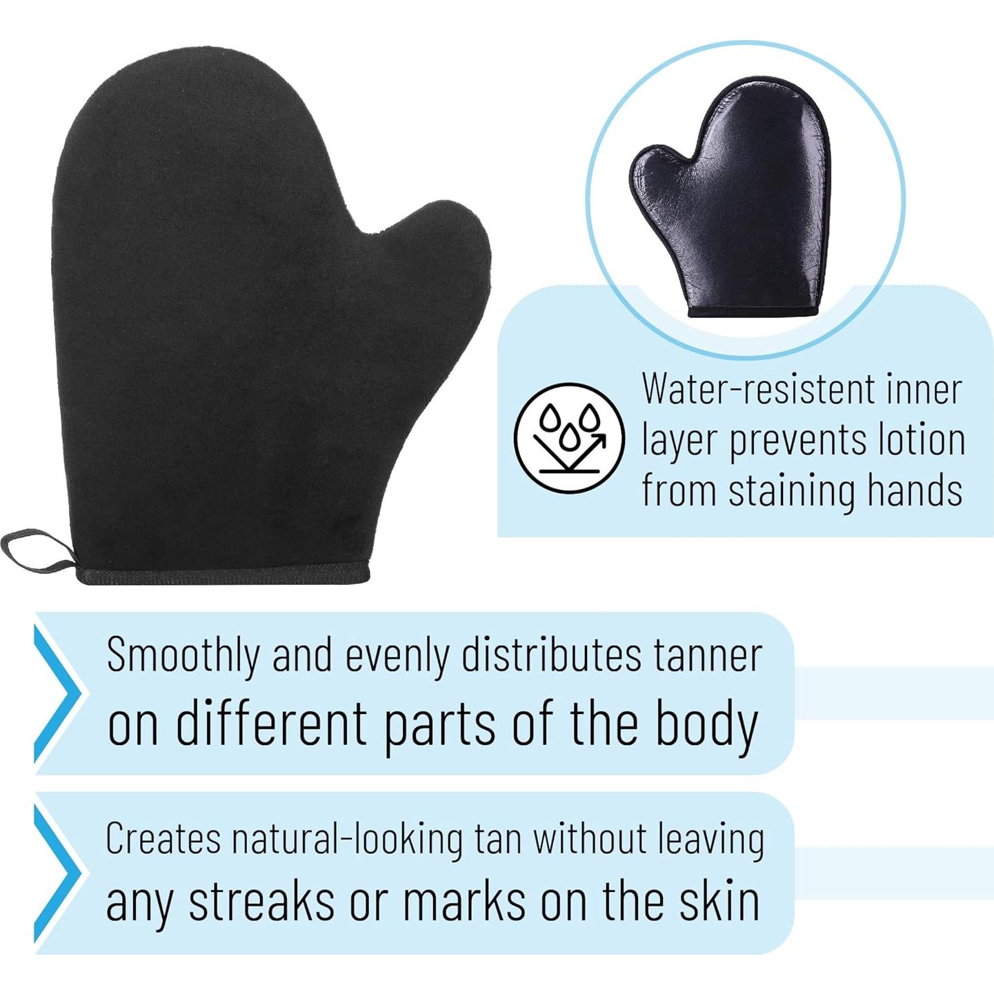 Mitón de bronceado Slick con aplicador facial - Negro