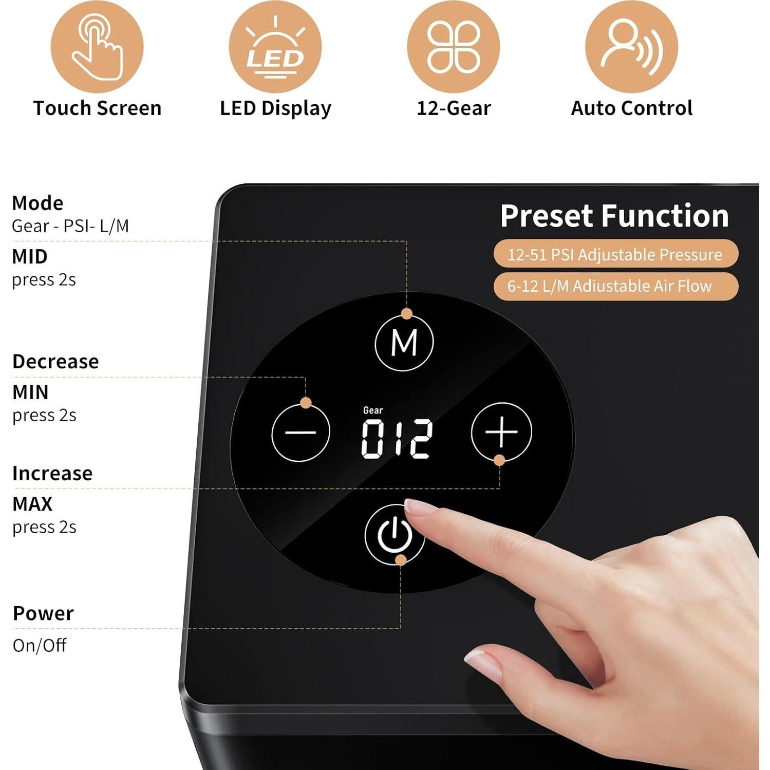 Kit de Aerógrafo RDSWA con Compresor 12 Velocidades 51psi