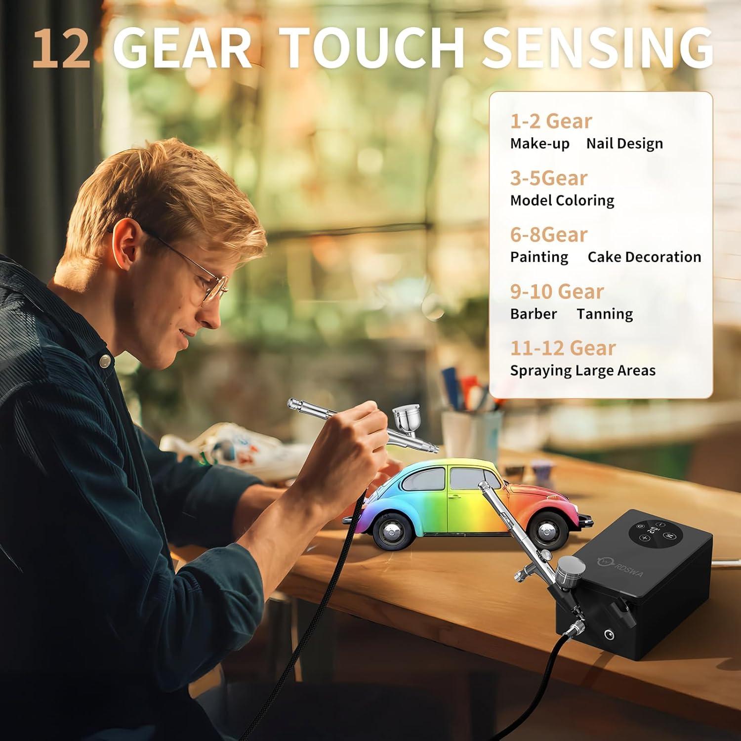 Kit de Aerógrafo RDSWA con Compresor 12 Velocidades 51psi