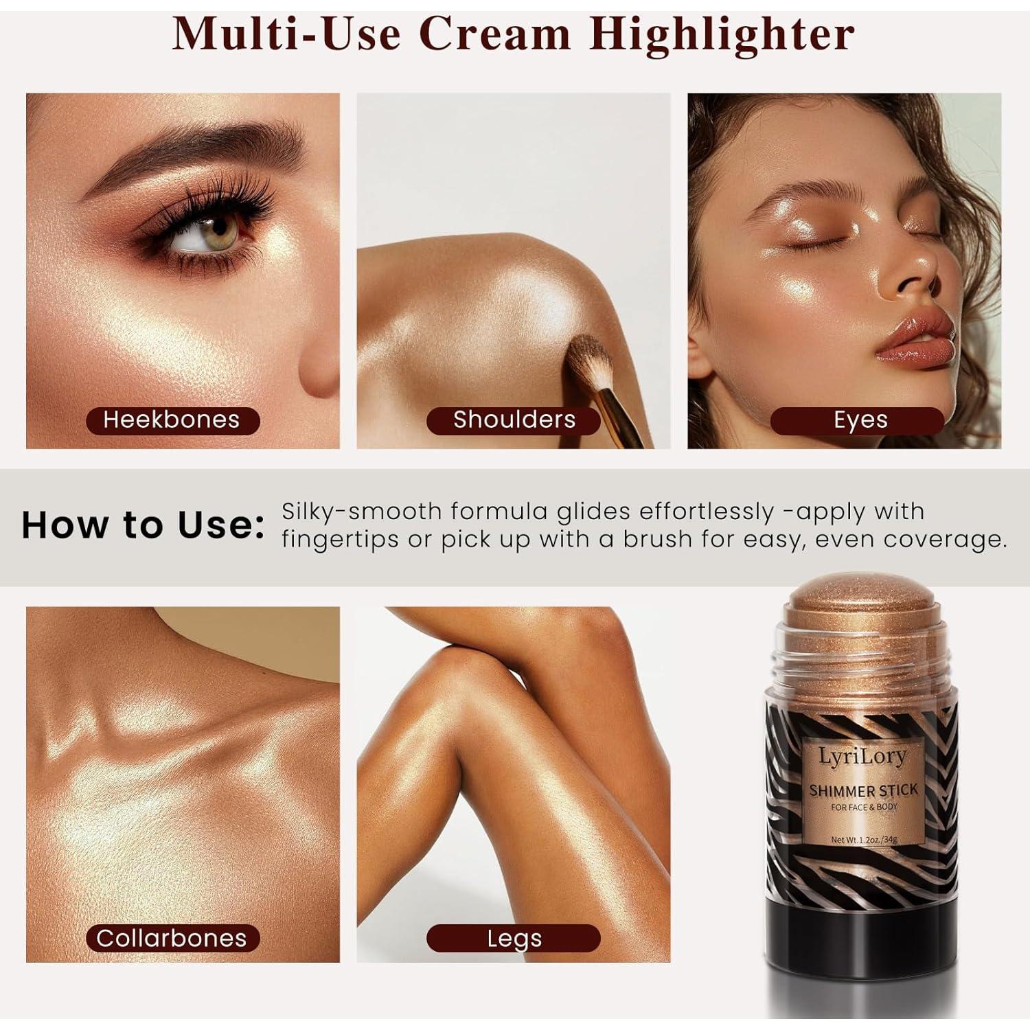 Stick Iluminador Cremoso LyriLory 34g Brillo Cobre Multiusos