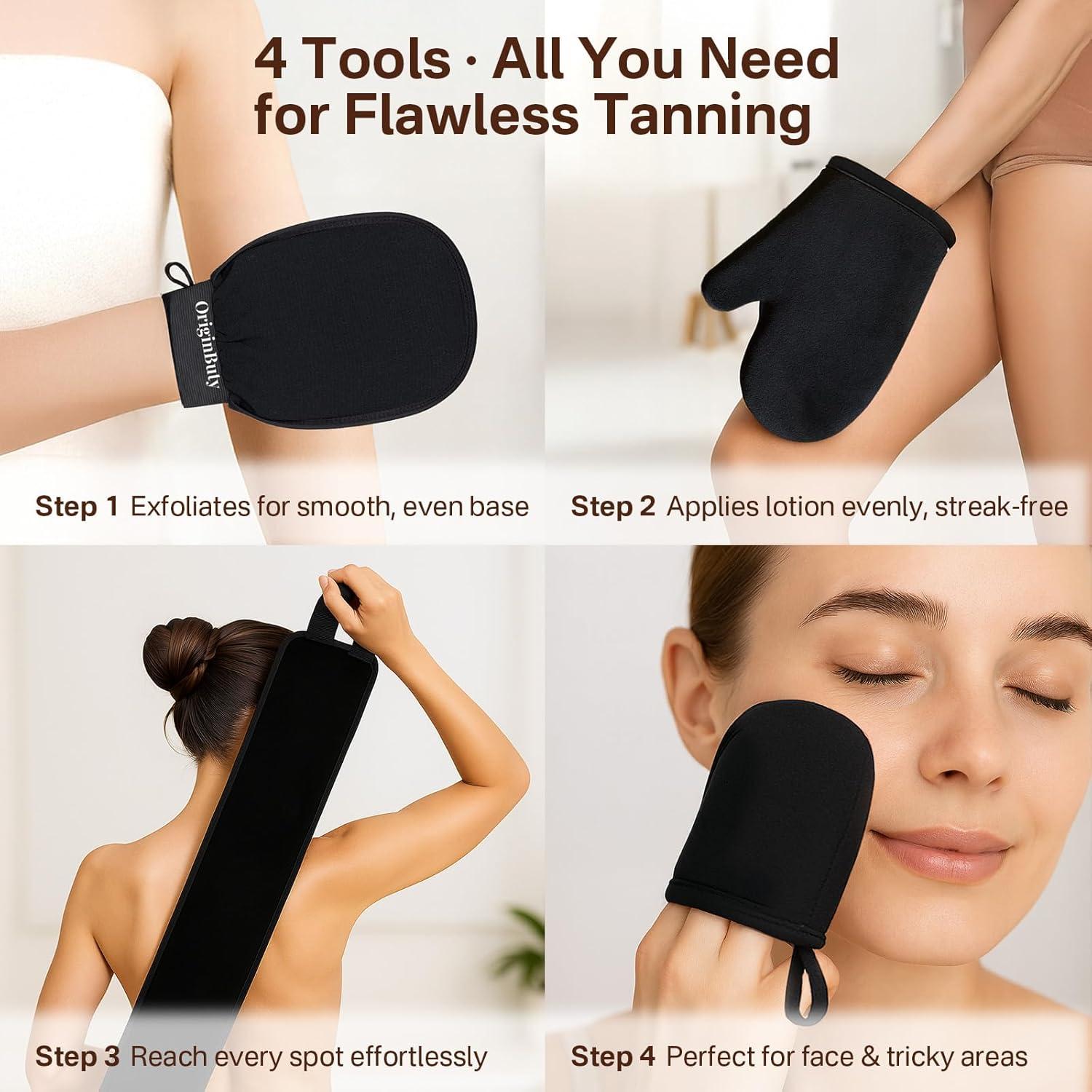 Kit de Aplicador de Bronceado Sin Sol Originbuty 4 Piezas