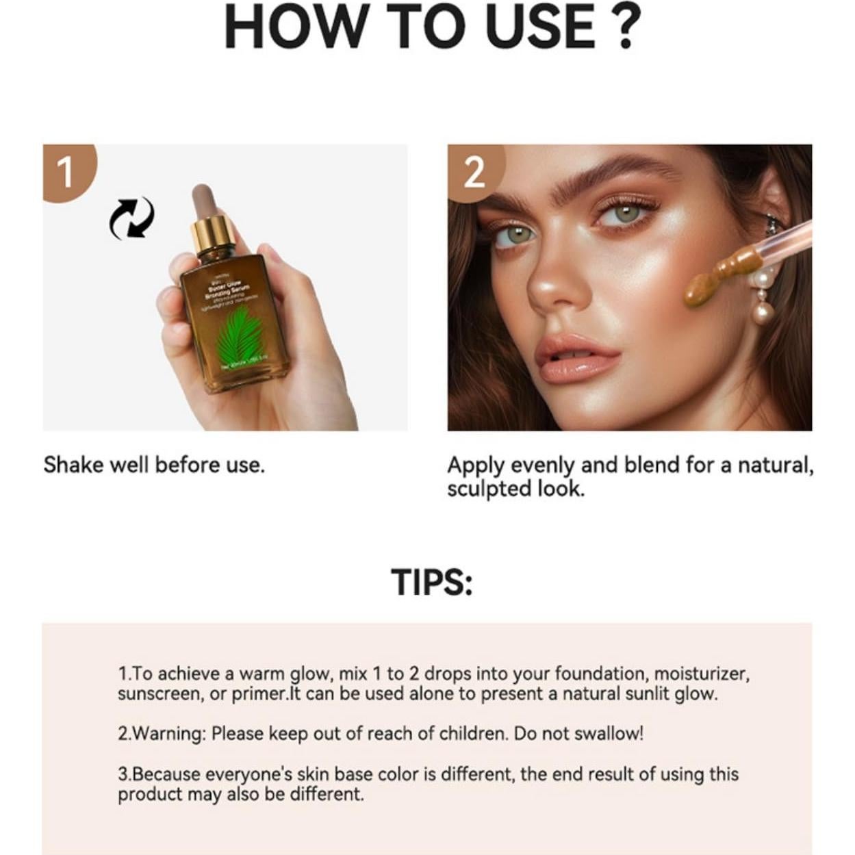 Suero Bronceador Glow MAEPEOR 30ML Gotas Nutritivas para la Cara