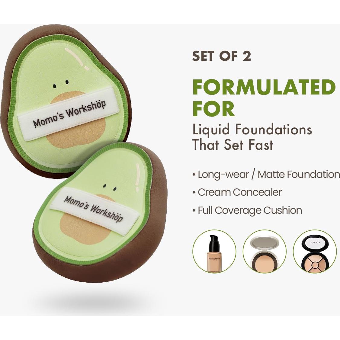 Esponja de Maquillaje Aguacate Momo's Workshop 2 Piezas