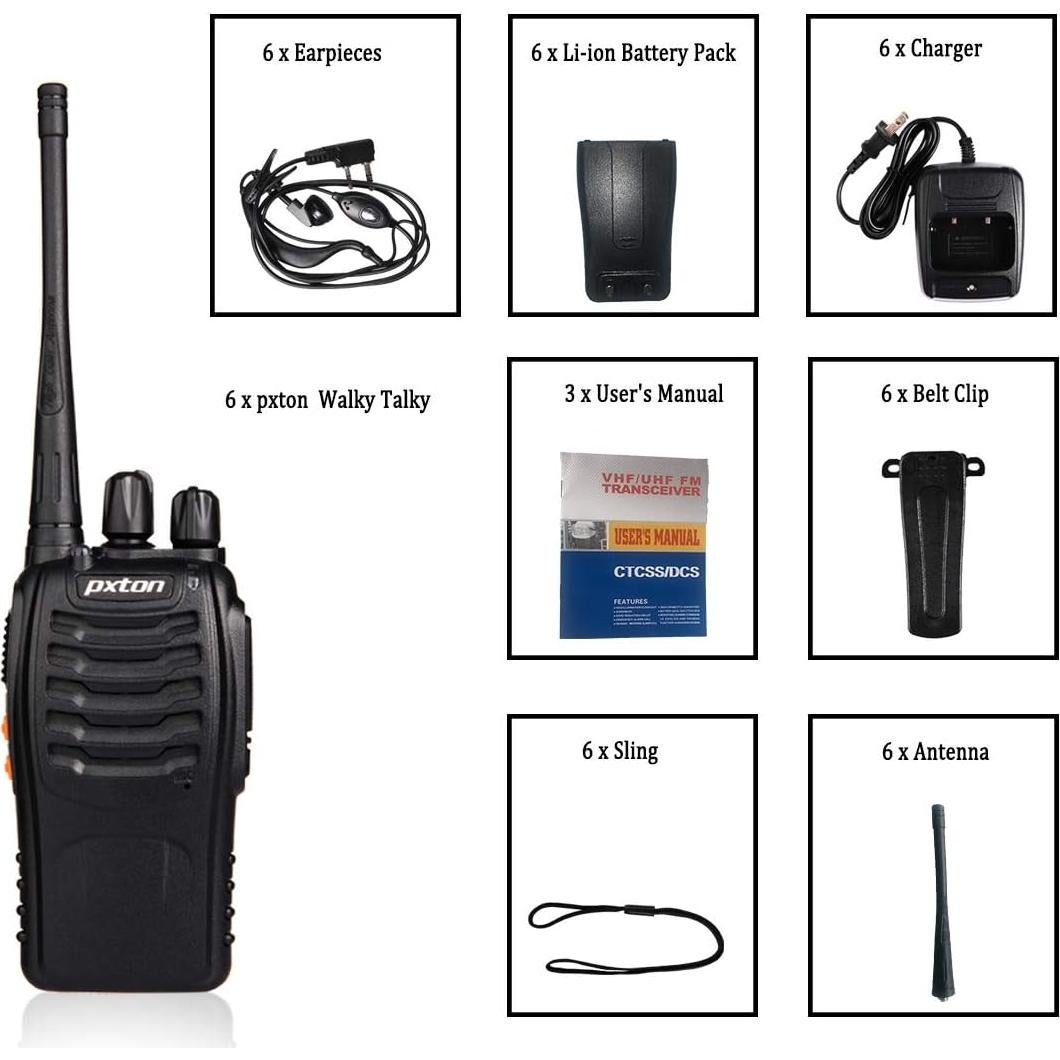 Walkie Talkies Pxton PX-888S 16 Canales 6 Piezas Recargables
