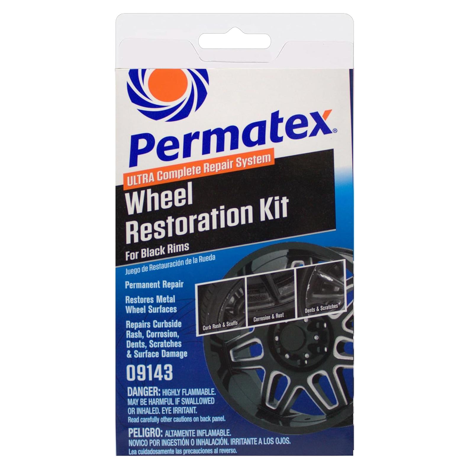 Kit de Restauración de Ruedas Permatex 09143 - Negro - Repara Rayones y Corrosión