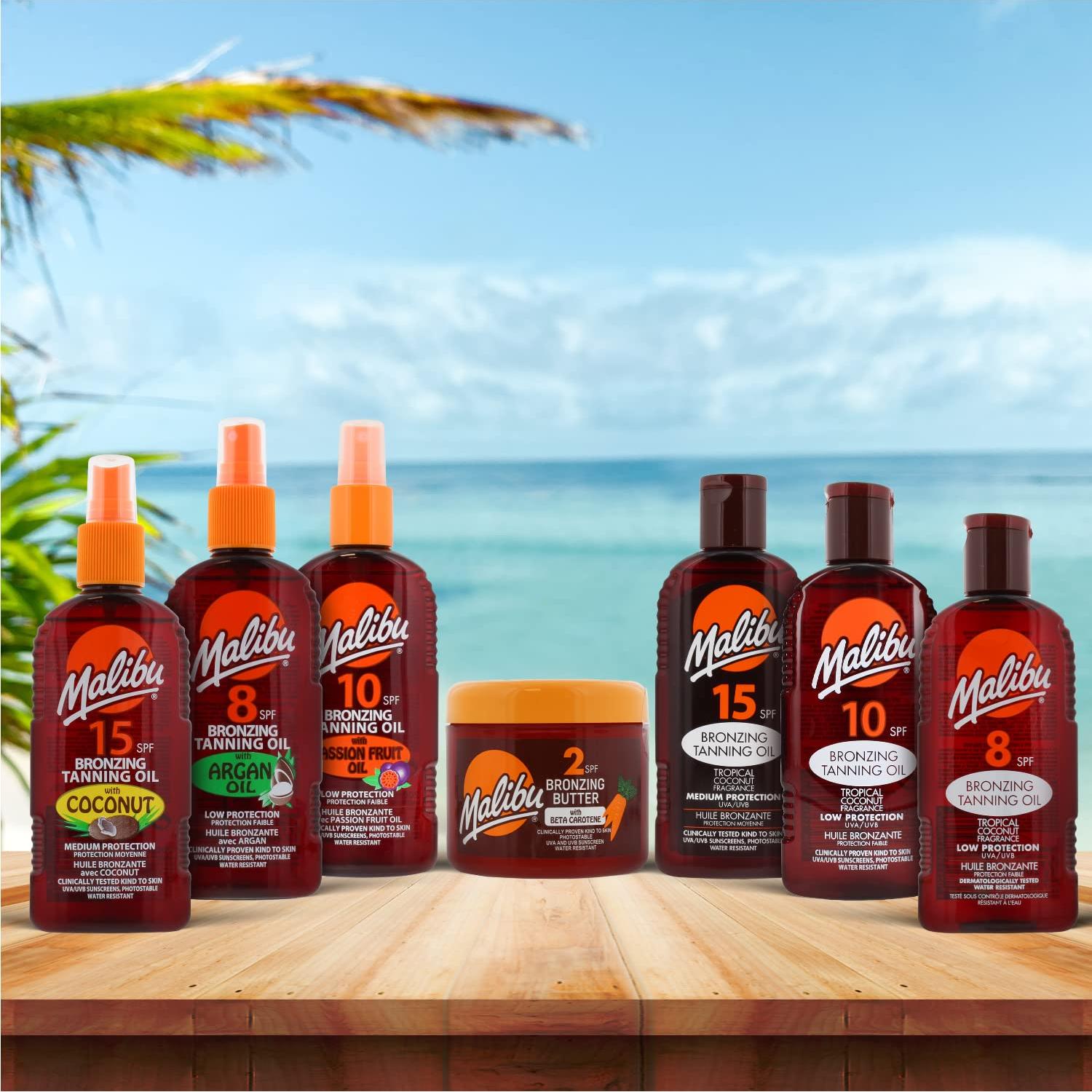 Aceite bronceador SPF 15 Malibu con coco 200 ml