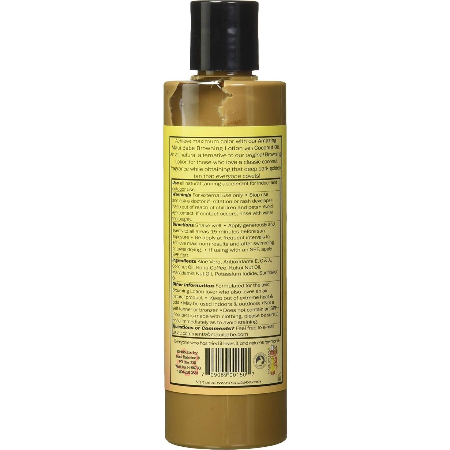 Loción Bronceadora Maui Babe con Aceite de Coco 236ml