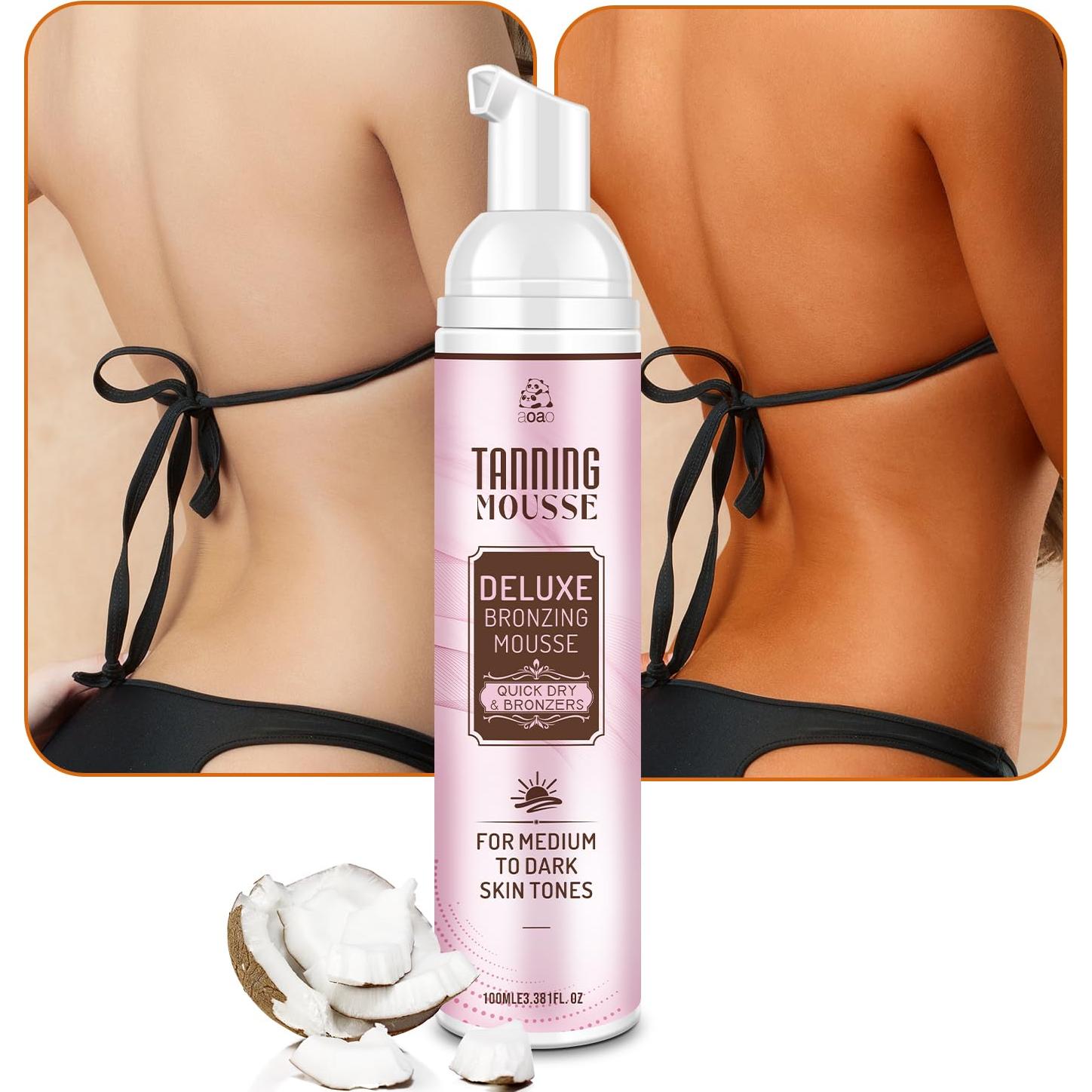 Mousse Bronceador AOAO 100 ml - Secado Rápido para Piel Media a Oscura