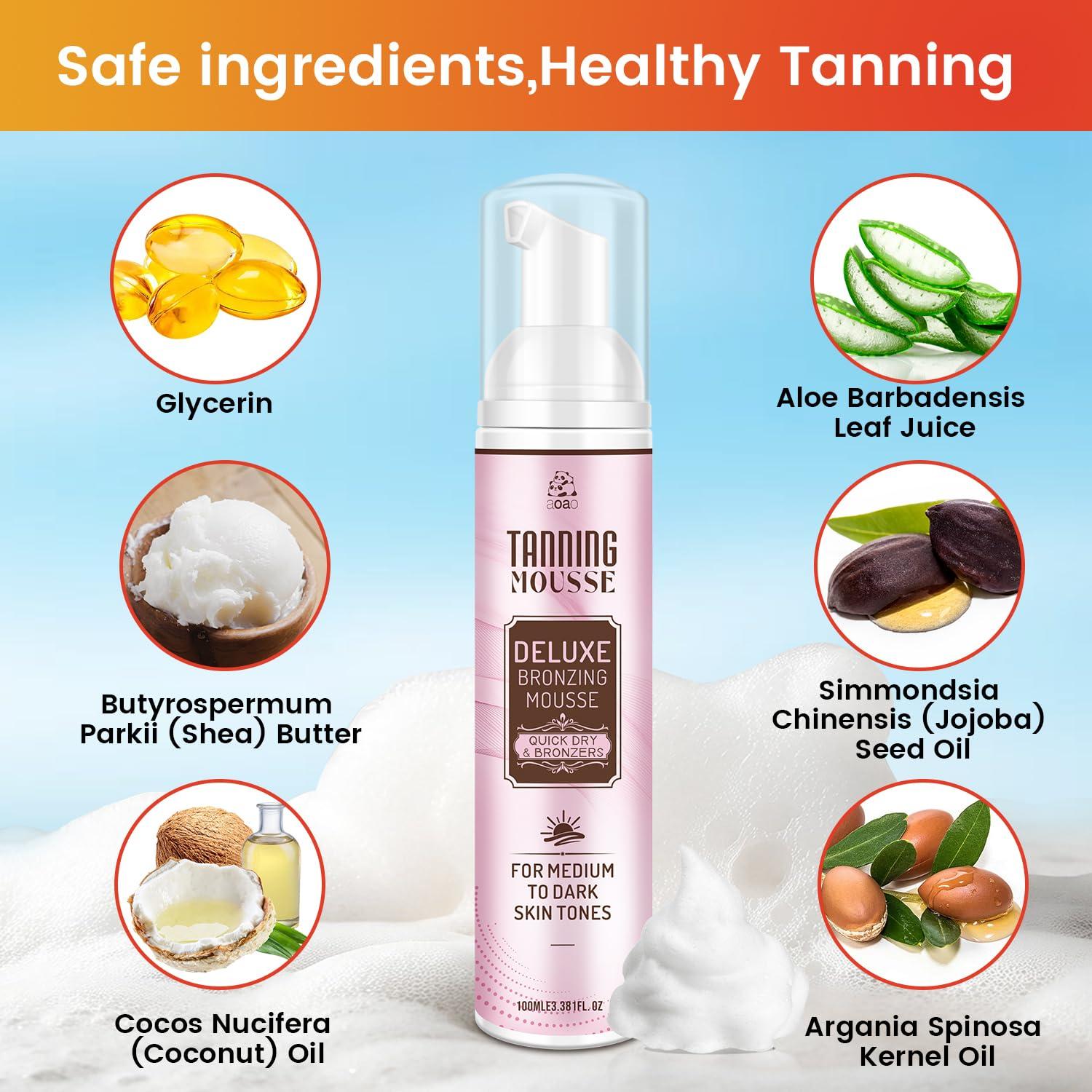 Mousse Bronceador AOAO 100 ml - Secado Rápido para Piel Media a Oscura