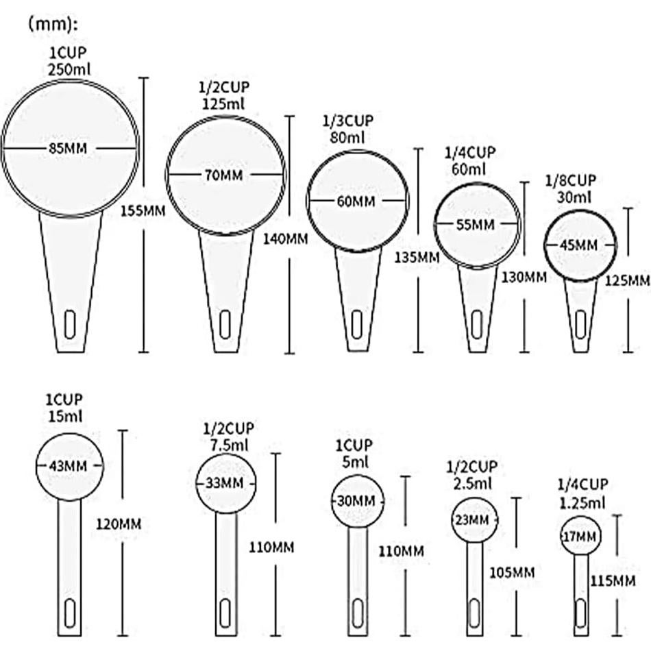 Juego de 10 Tazas y Cucharas Medidoras GODAGE Color Crema
