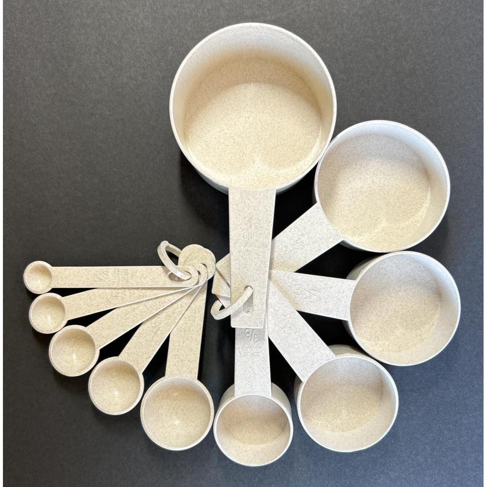 Juego de 10 Tazas y Cucharas Medidoras GODAGE Color Crema