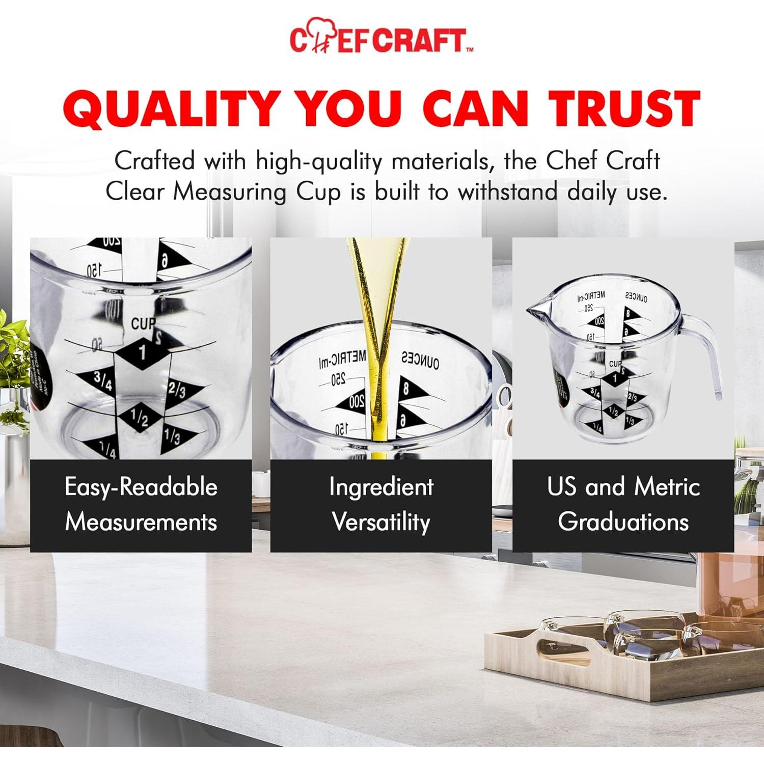 Taza Medidora de Plástico Chef Craft 1 Taza Transparente