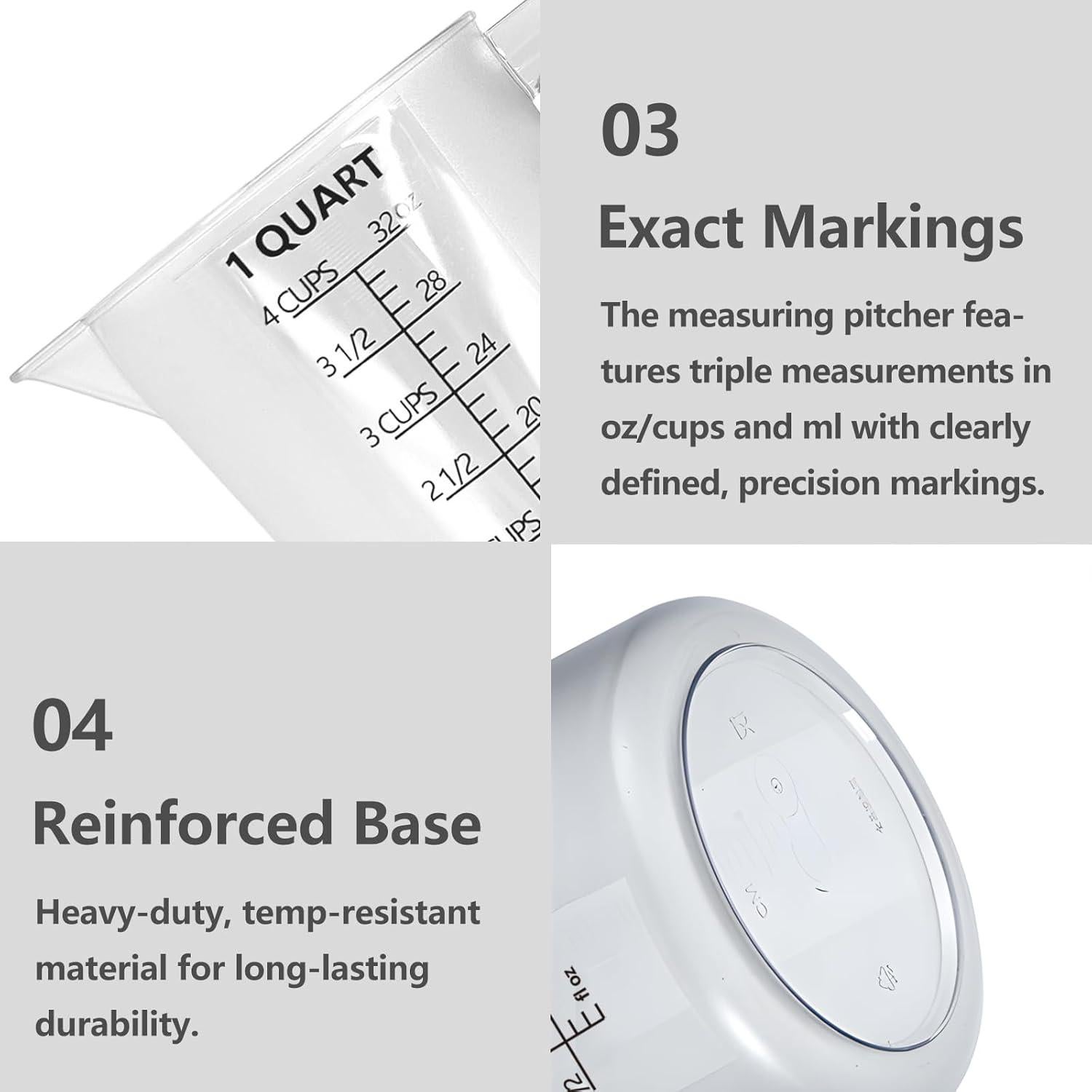 Taza Medidora de Plástico MiziDo 1000ml con Mango Ergonómico