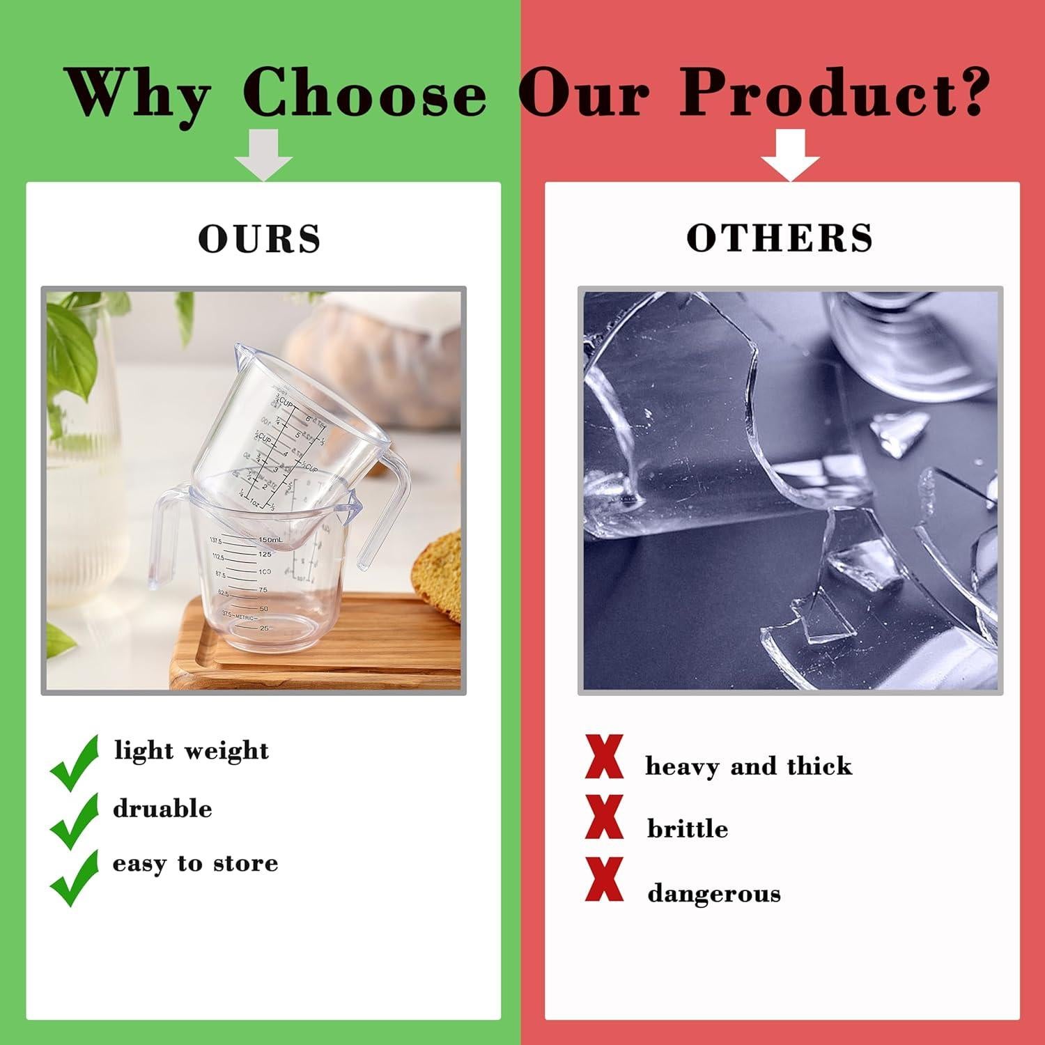 Juego de 2 Tazas Medidoras de Plástico OLULU 150 ml