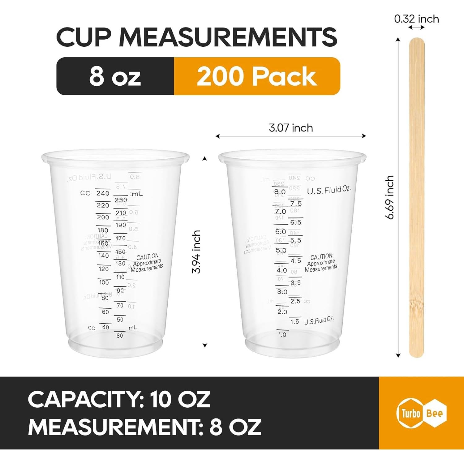 Tazas Medidoras Desechables Turbo Bee 200 Unidades 8oz
