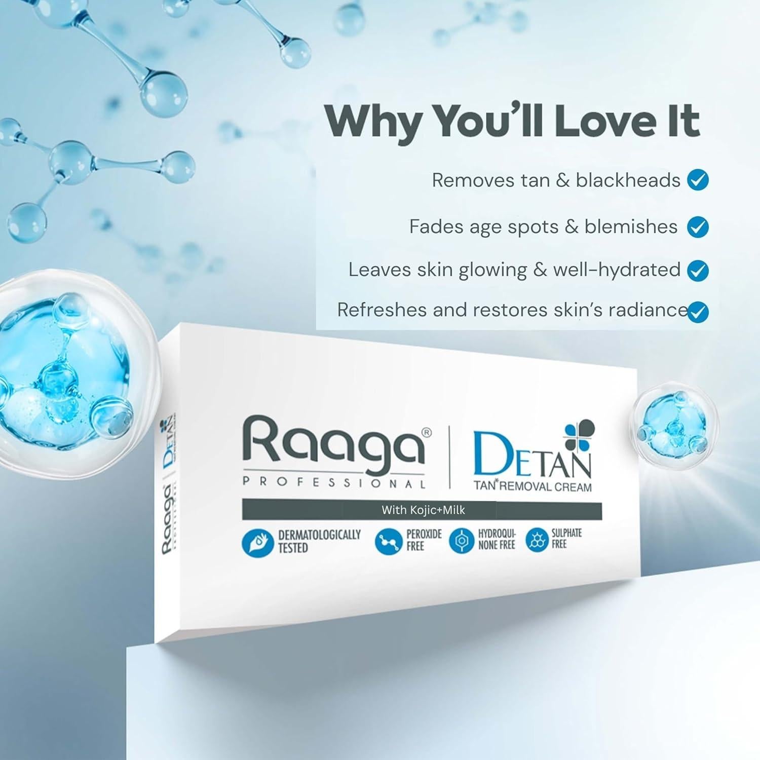 Crema De-Tan Profesional Raaga 72g | Hidratante y Suave