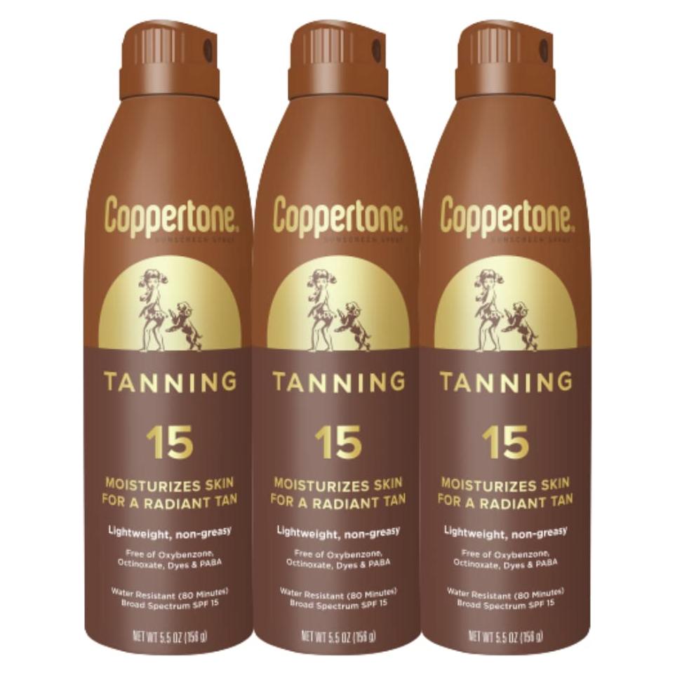 Spray bronceador Coppertone SPF 15 resistente al agua 3x155.9g