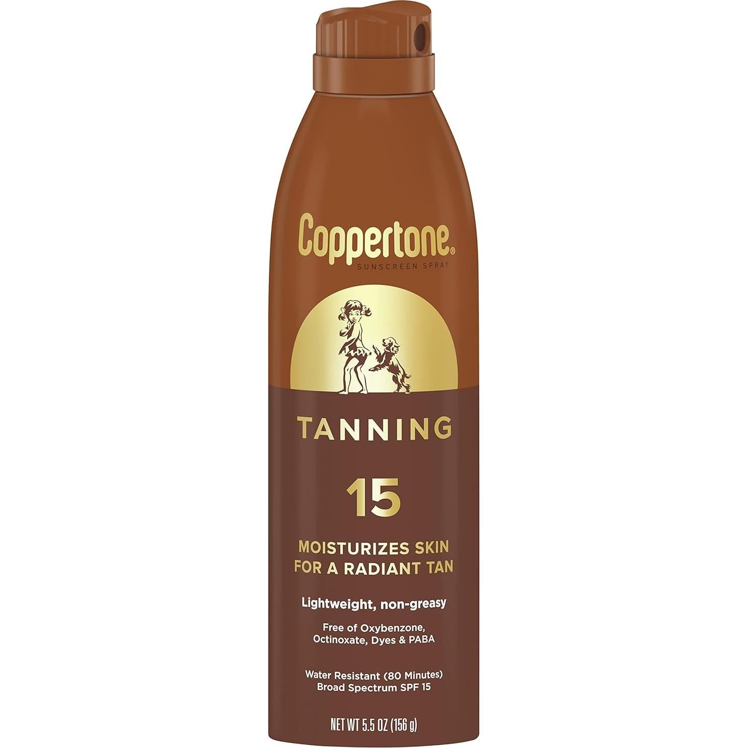 Spray bronceador Coppertone SPF 15 resistente al agua 3x155.9g