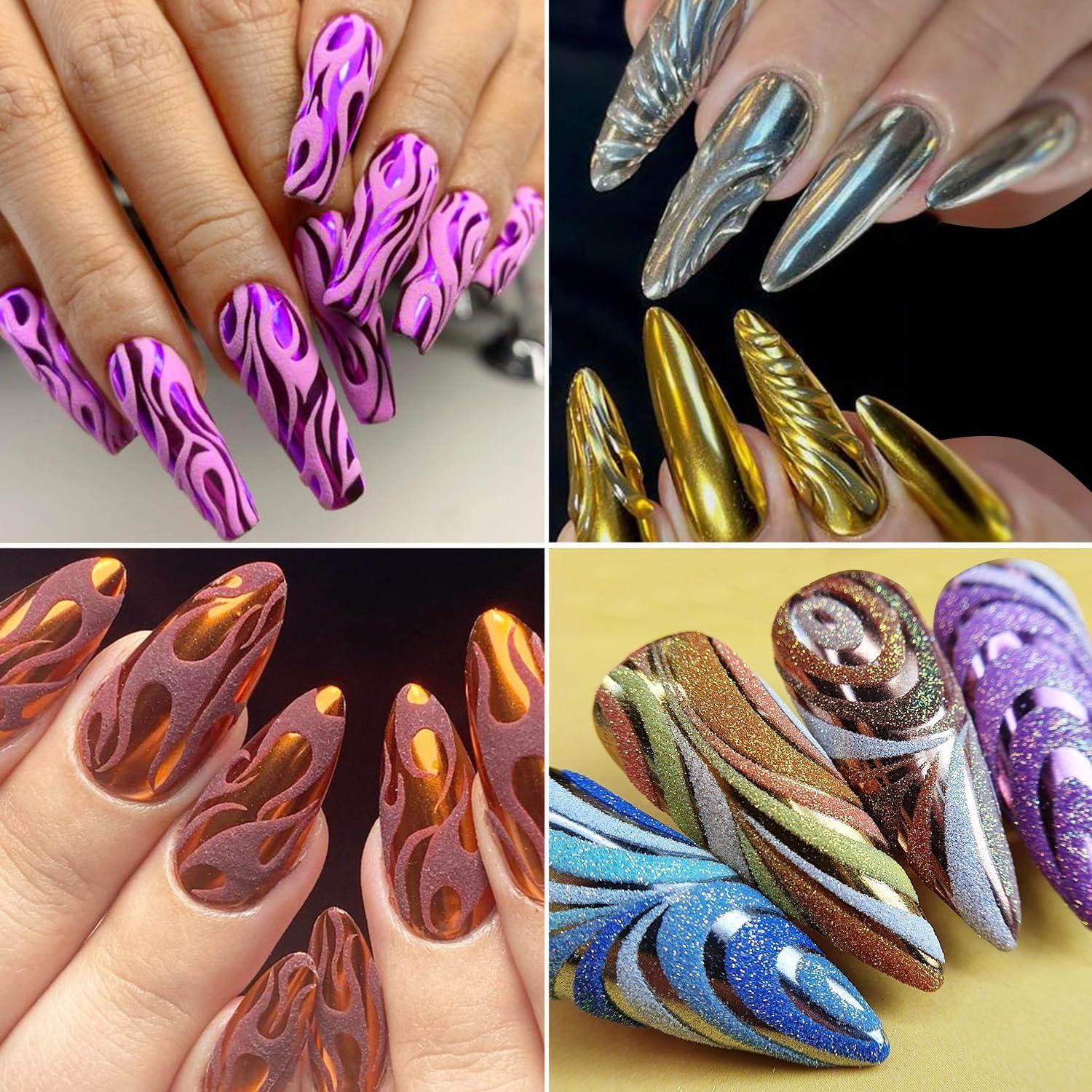 Juego de Polvo de Uñas Chrome Fcozpjk 12 Colores + 2 Azúcar