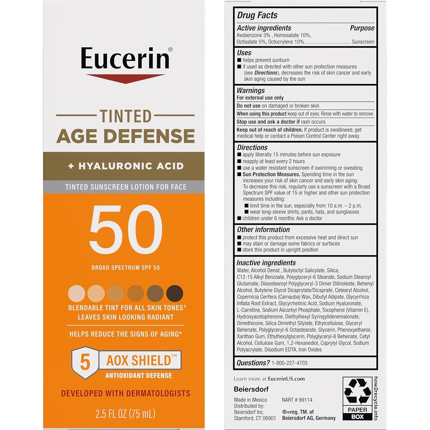Eucerin Protector Solar Facial Tinteado SPF 50 74 ml