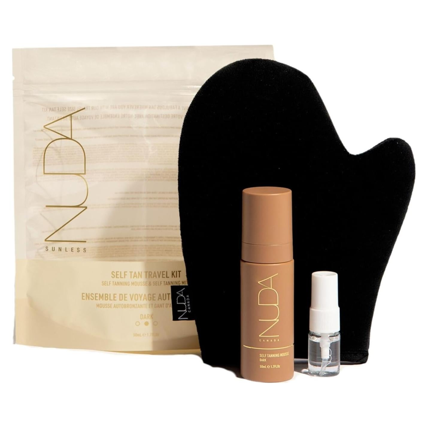 Kit de Autobronceado de Viaje Nuda | Mousse 50mL y Spray 5mL