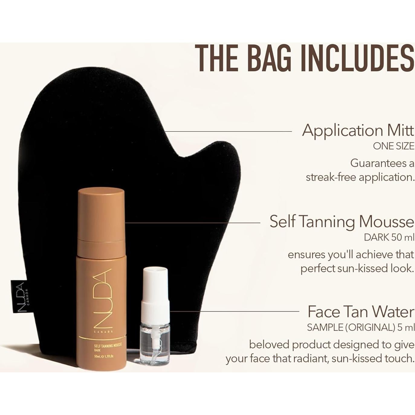 Kit de Autobronceado de Viaje Nuda | Mousse 50mL y Spray 5mL