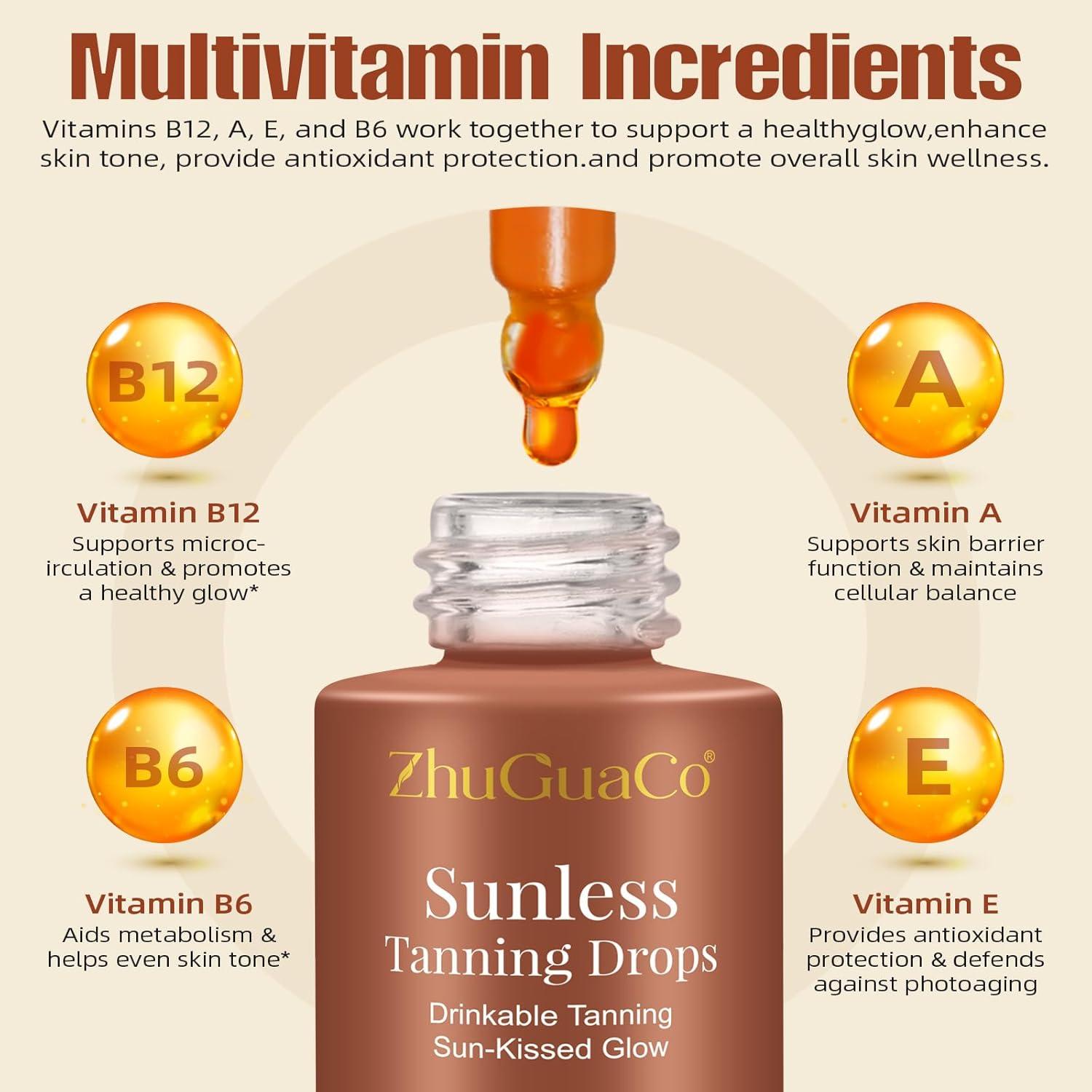 Gotas de bronceado sin sol bebibles ZhuGuaCo 89.86g