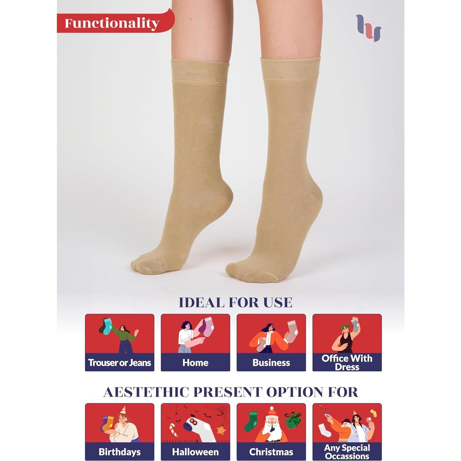 Calcetines de Vestir para Mujeres Hugh Ugoli - Rayón Bambú 3 Pares
