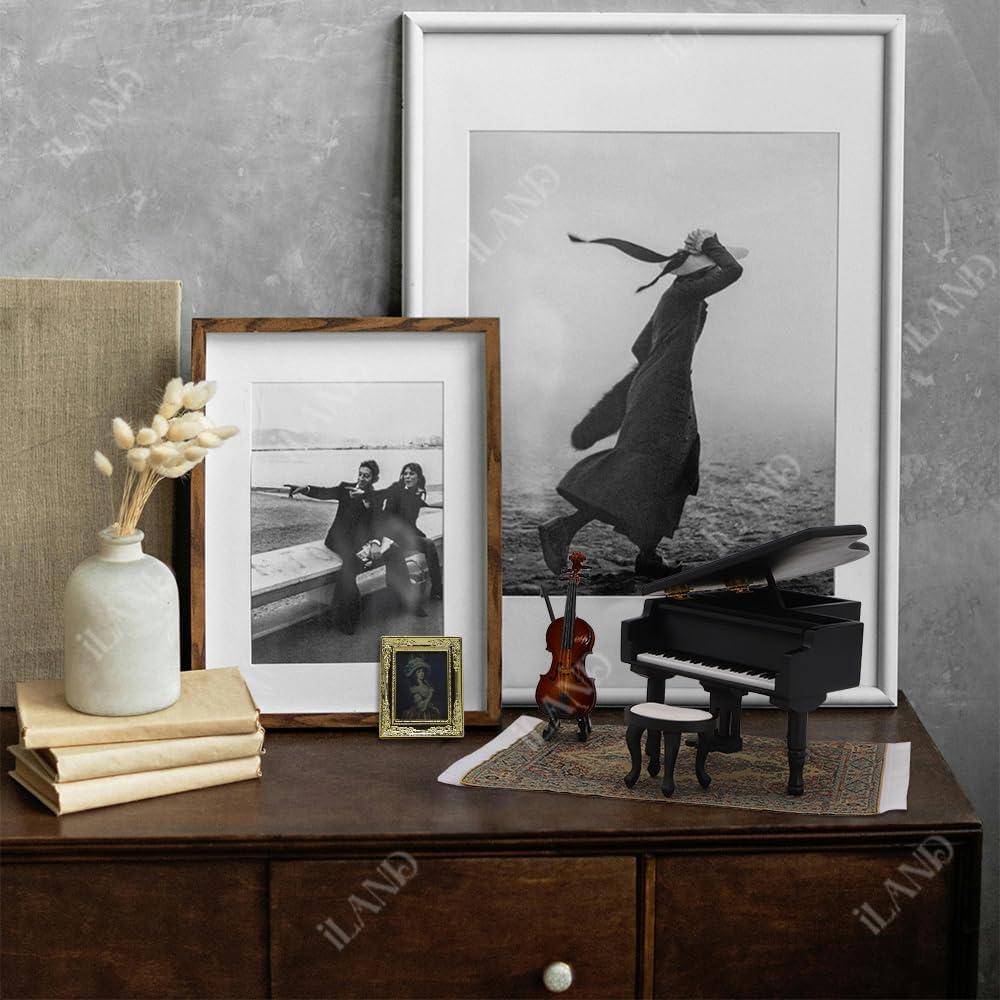 iLAND Caja de Música Miniatura Piano y Violín 1/12 Romántica