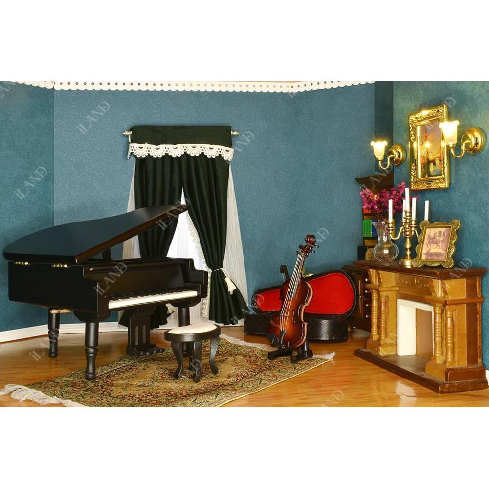 iLAND Caja de Música Miniatura Piano y Violín 1/12 Romántica