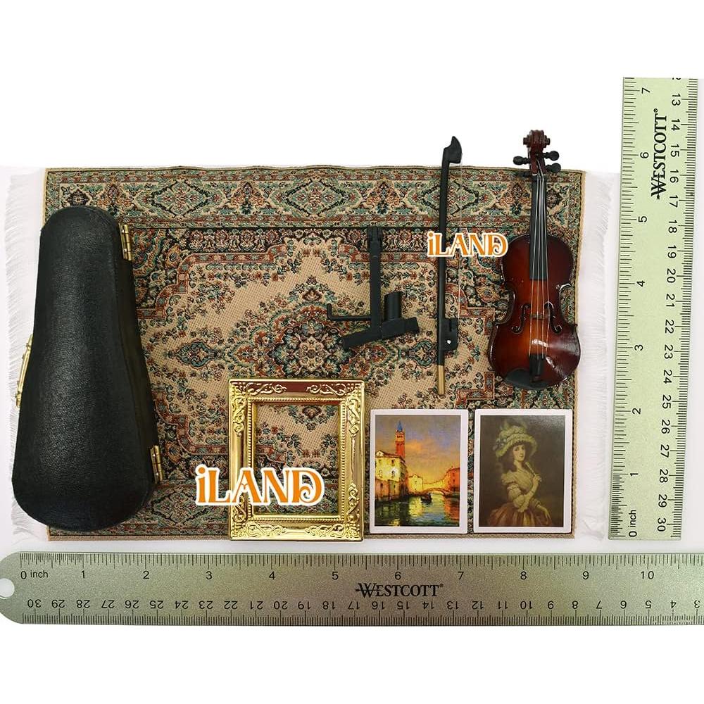 iLAND Caja de Música Miniatura Piano y Violín 1/12 Romántica