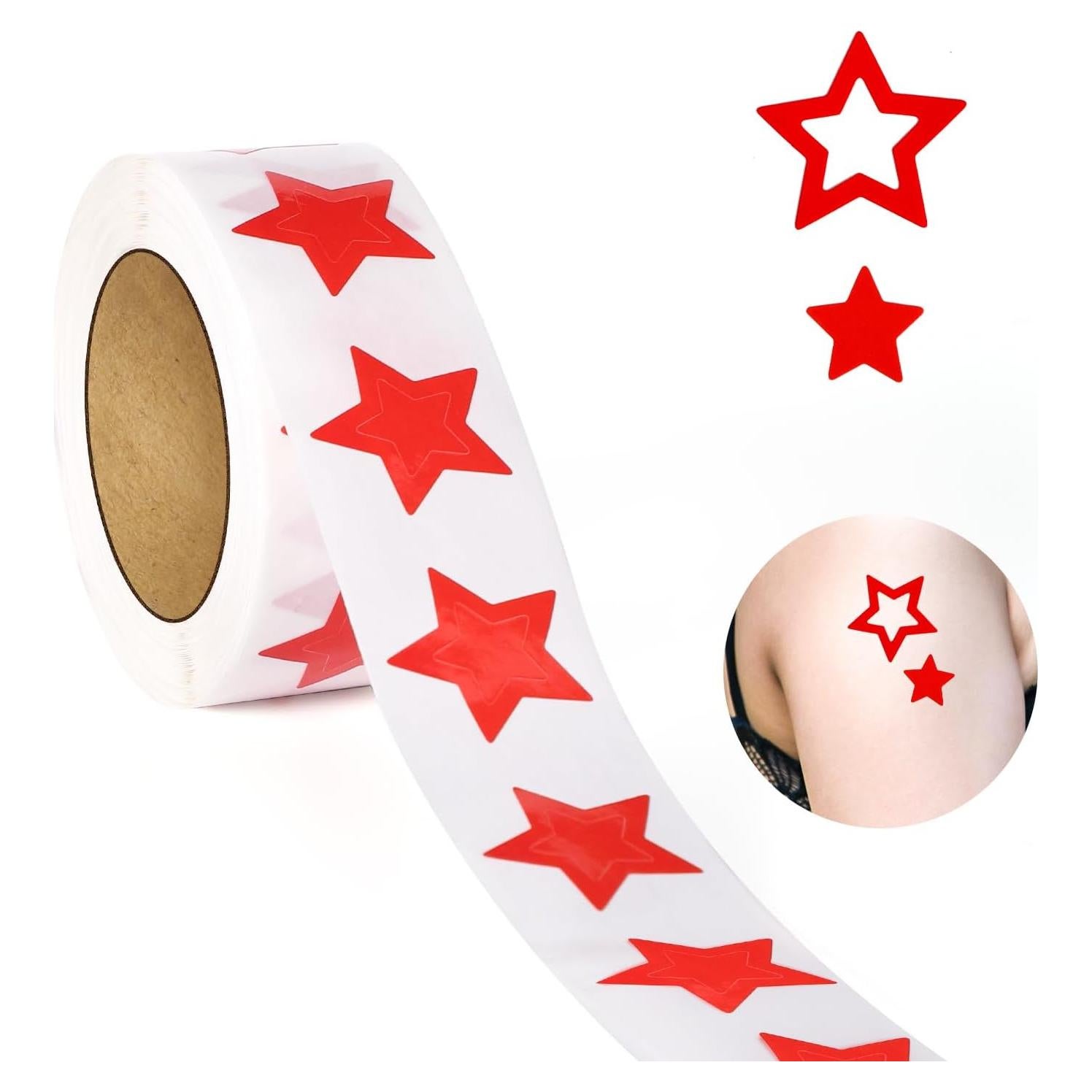 Rollo de 500 Etiquetas Estrella Rojas SAVITA para Bronceado