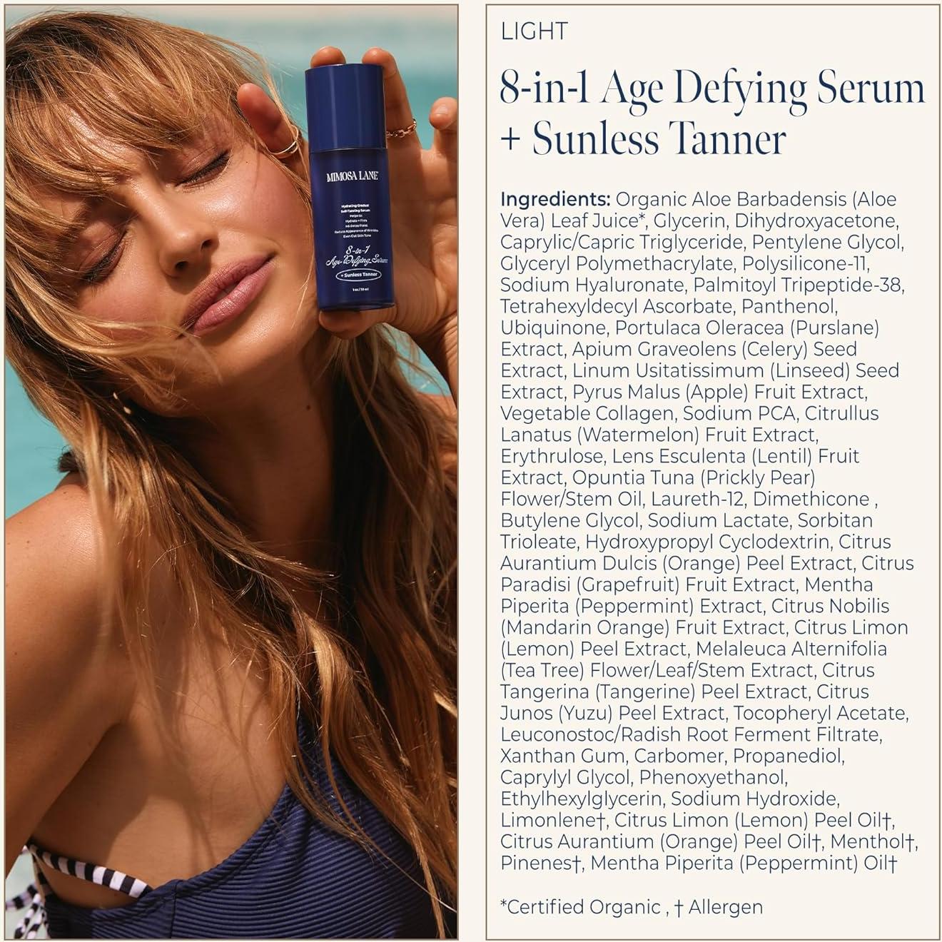 Suero Autobronceador Facial Antienvejecimiento 8 en 1 Mimosa Lane 30 ml