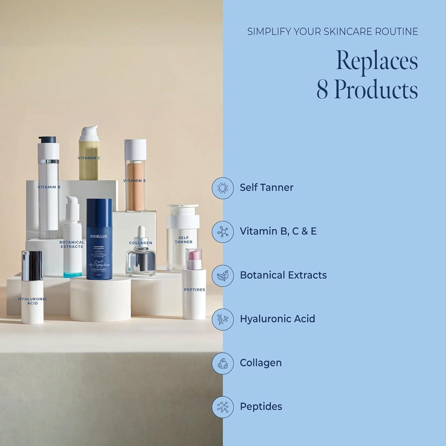 Suero Autobronceador Facial Antienvejecimiento 8 en 1 Mimosa Lane 30 ml