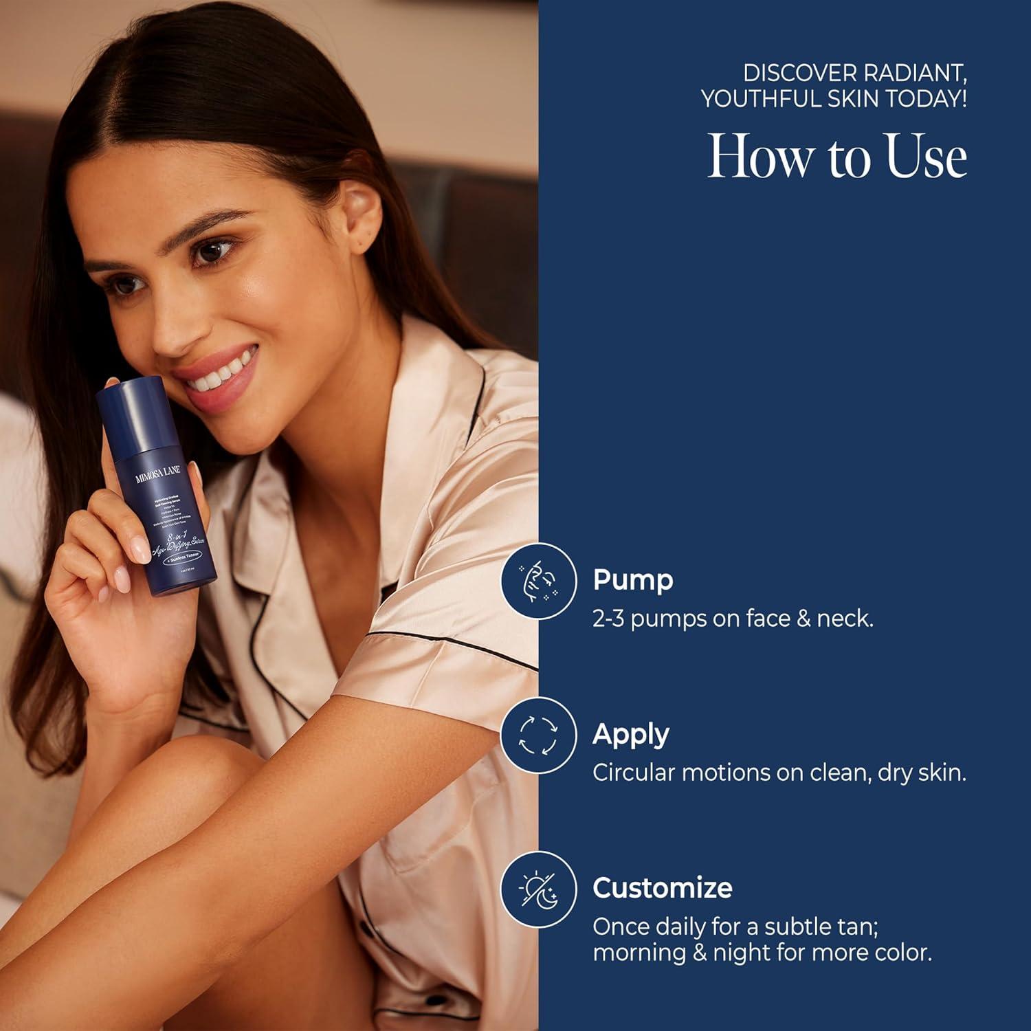 Suero Autobronceador Facial Antienvejecimiento 8 en 1 Mimosa Lane 30 ml