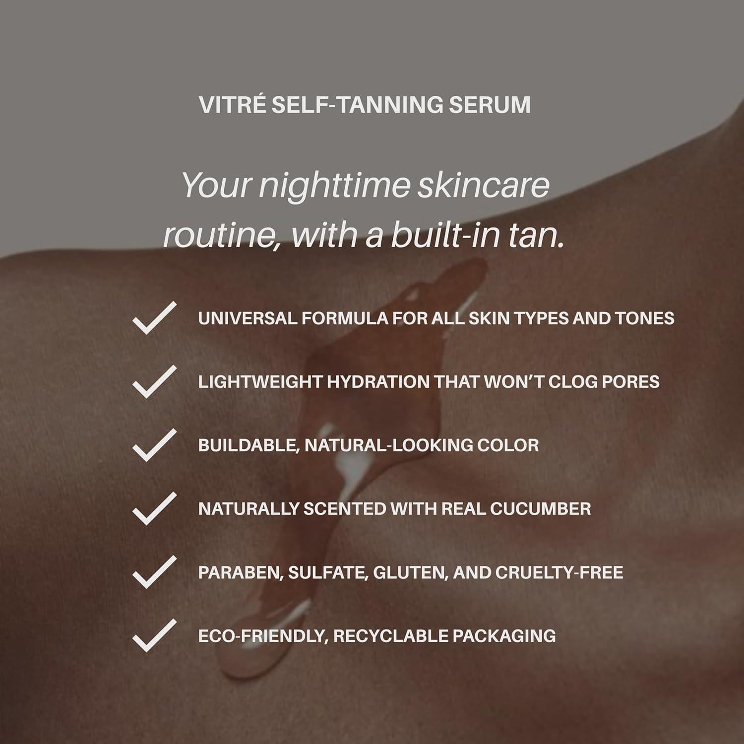 Suero Autobronceador Vitrè 28.35 g - Hidratante para Cara y Cuerpo