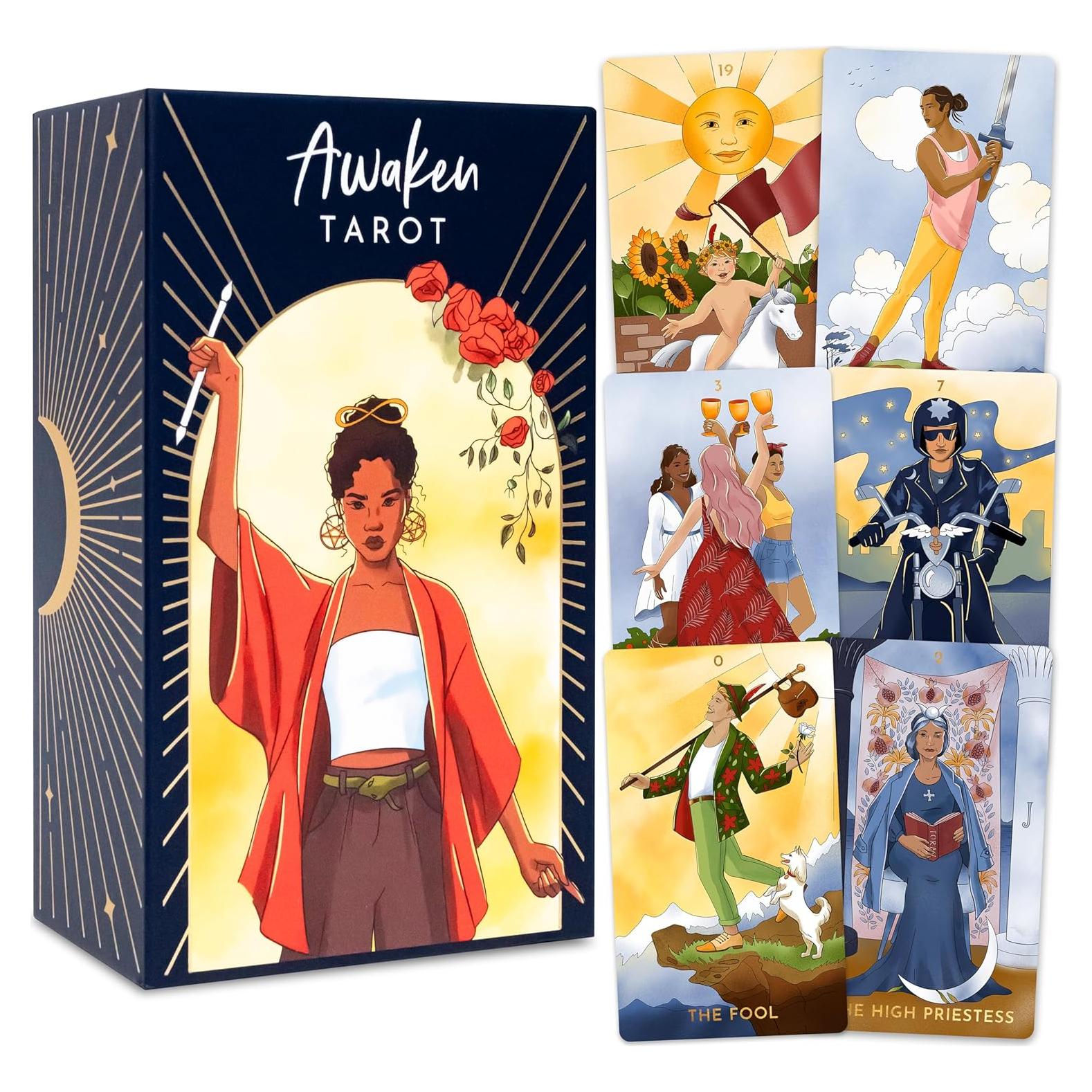 Baraja de Tarot Moderna RYVE Sin Borde con Guía 79 Cartas