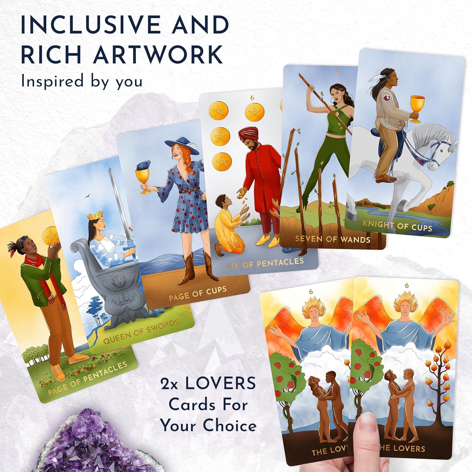 Baraja de Tarot Moderna RYVE Sin Borde con Guía 79 Cartas