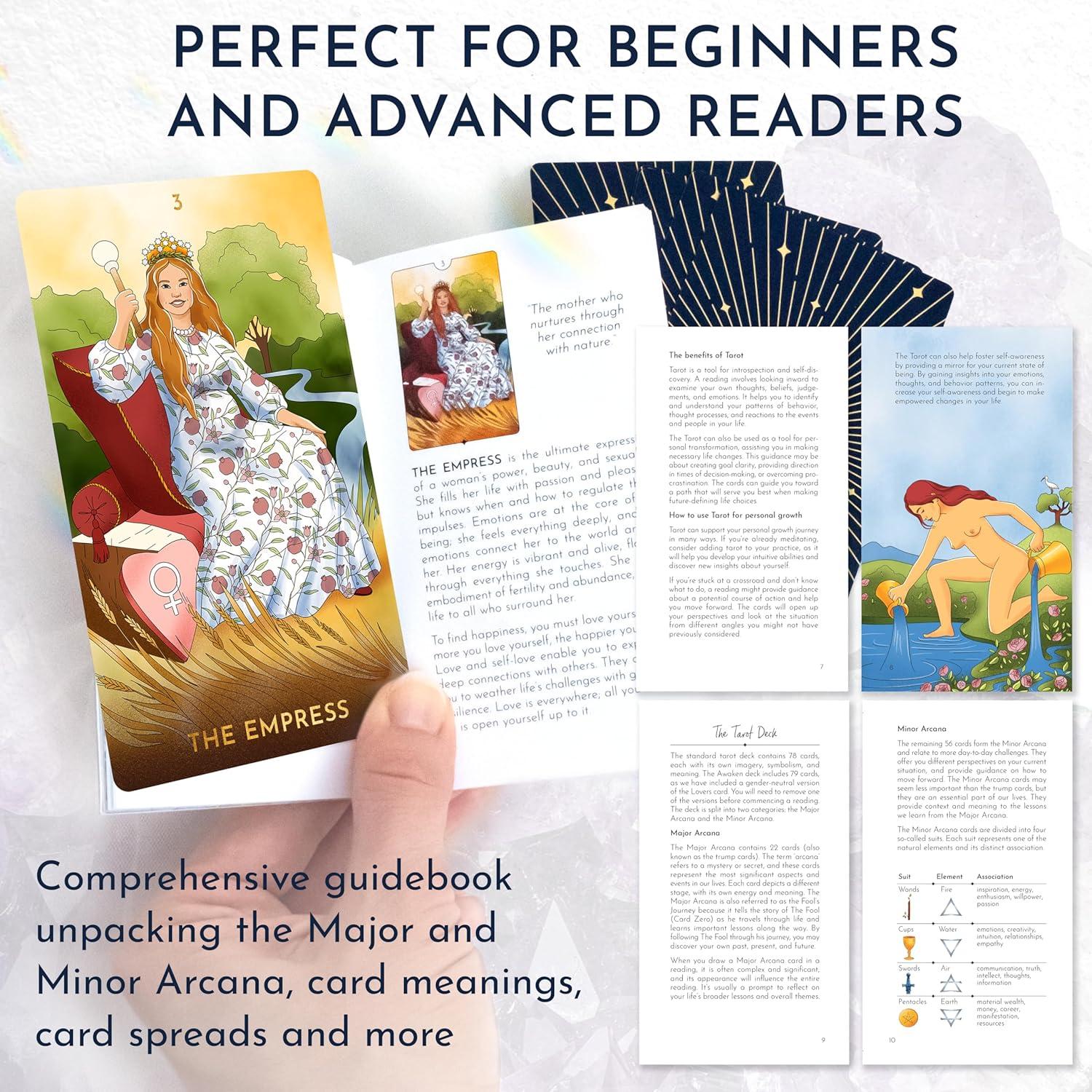 Baraja de Tarot Moderna RYVE Sin Borde con Guía 79 Cartas