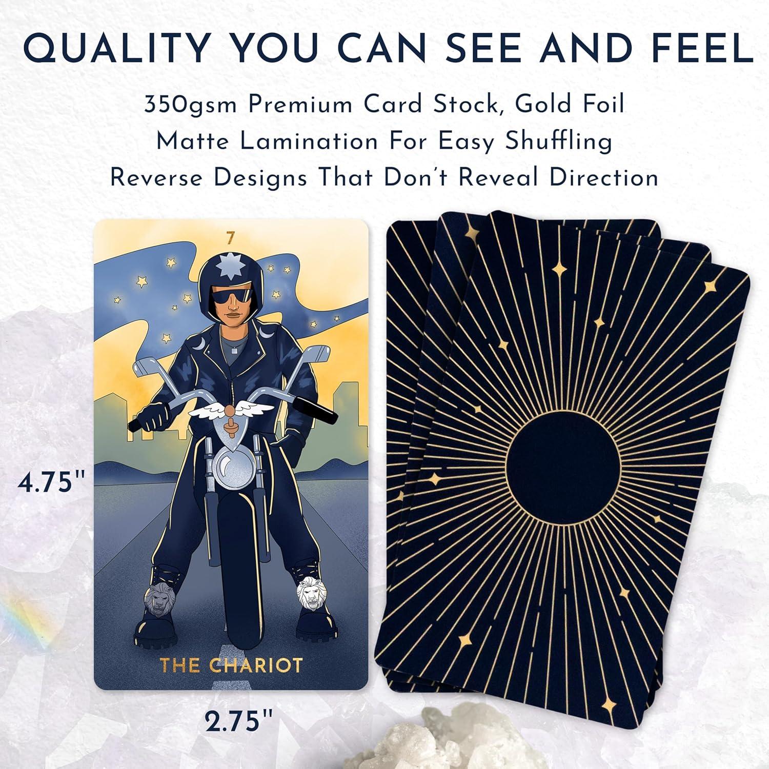 Baraja de Tarot Moderna RYVE Sin Borde con Guía 79 Cartas