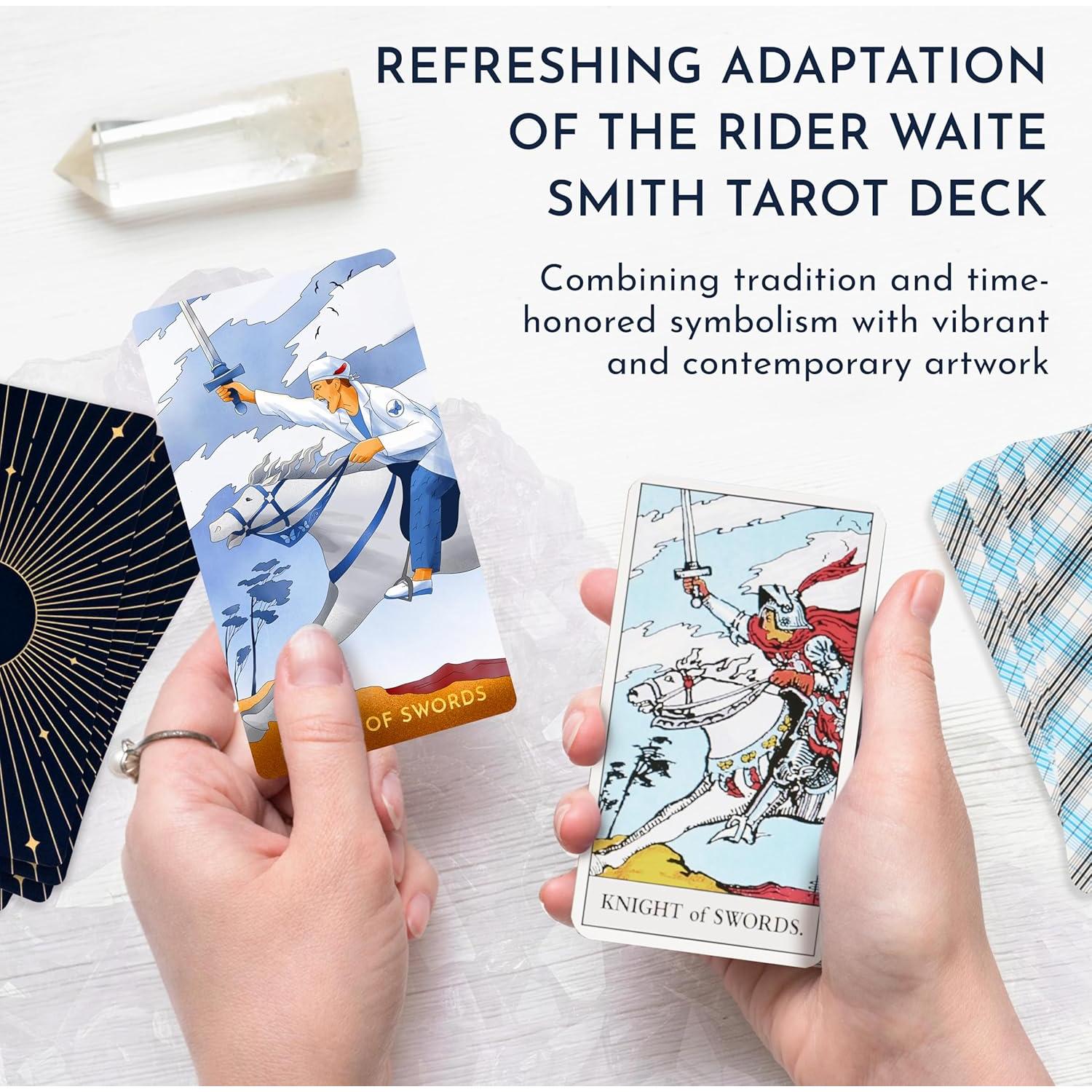 Baraja de Tarot Moderna RYVE Sin Borde con Guía 79 Cartas